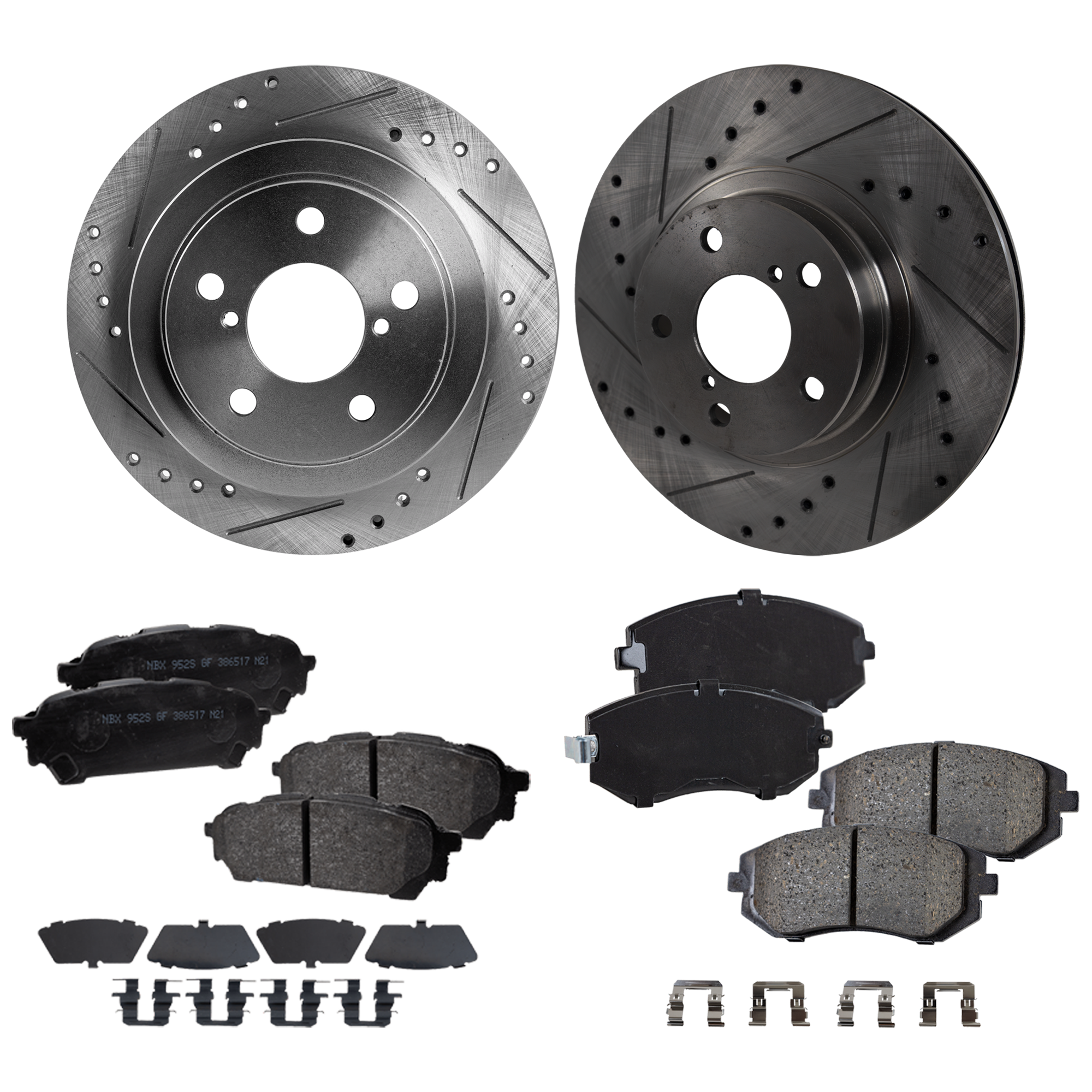 AM SAAB 9-2X 05-05 FRONT AND REAR BRAKE DISC AND PAD KIT 4 Wheel Set SKU KIT 081324 C775 OEM 189-19887-25370-31059-3124