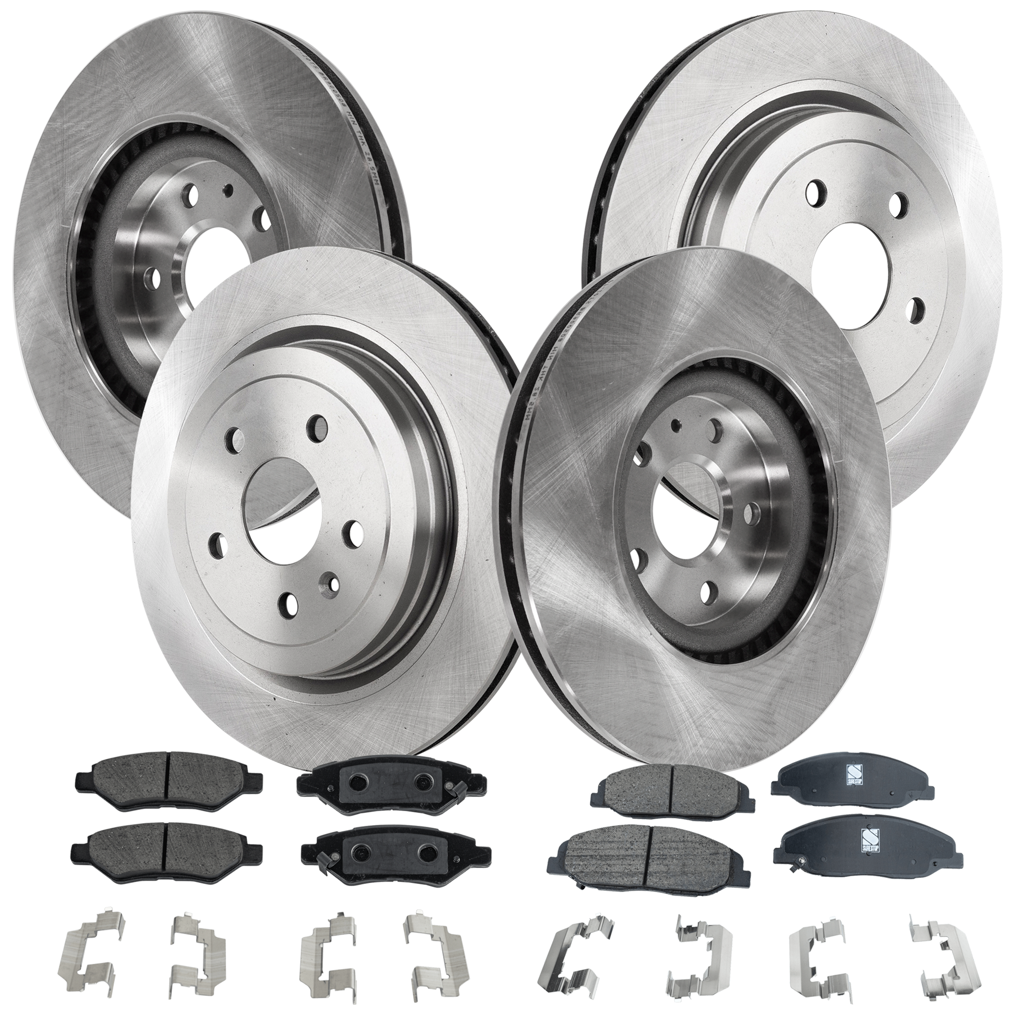 AM CTS 10-14 FRONT AND REAR BRAKE DISC AND PAD KIT 4 Wheel Set SKU KIT 081324 C790 OEM 41240-41283-850404-60045019-58