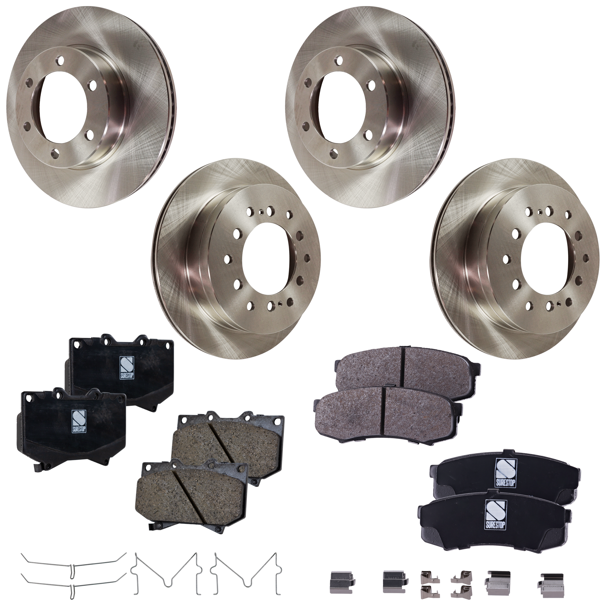 AM SEQUOIA 01-02 FRONT AND REAR BRAKE DISC AND PAD KIT 4 Wheel Set SKU KIT 081324 C800 OEM 4243160295-4243160200-42431602