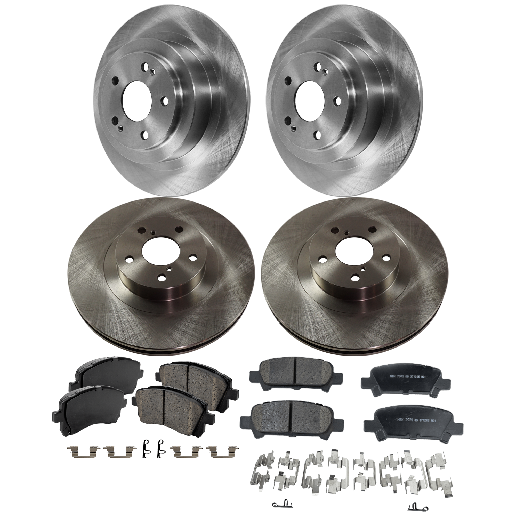 AM LEGACY 02-02 FRONT AND REAR BRAKE DISC AND PAD KIT 4 Wheel Set SKU KIT 081324 C806 OEM 26300AE060-26310AC040-26310AC0