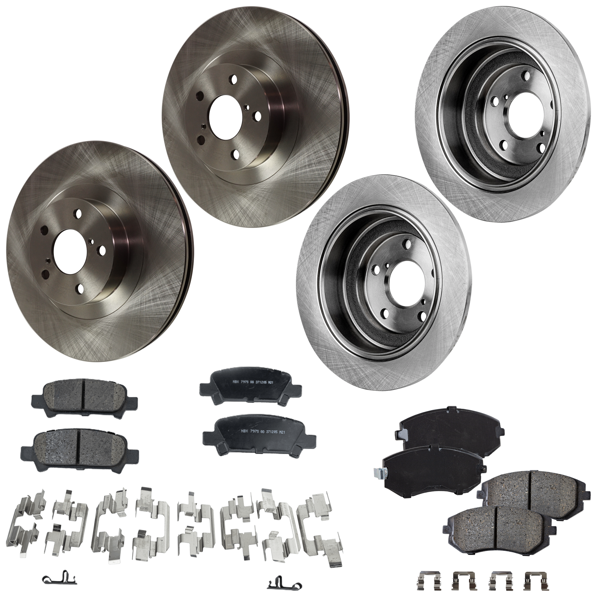 AM IMPREZA 02-03 FRONT AND REAR BRAKE DISC AND PAD KIT 4 Wheel Set SKU KIT 081324 C807 OEM 26310AA050-26310AA051-26310AA0