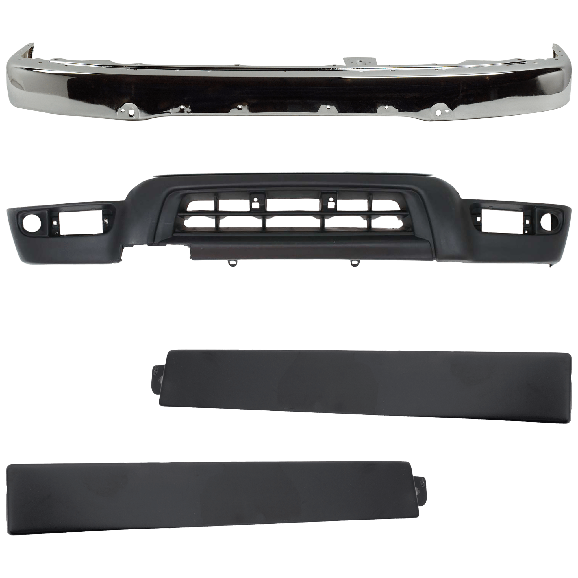AM 4RUNNER 99-02 FRONT BUMPER 4 pc kit w Valance and Grllie Assembly SKU KIT 081324 C818 Partslink TO1002168 TO1088103 TO1089103 TO1095182 OEM 5210135660-5251335030-52512350