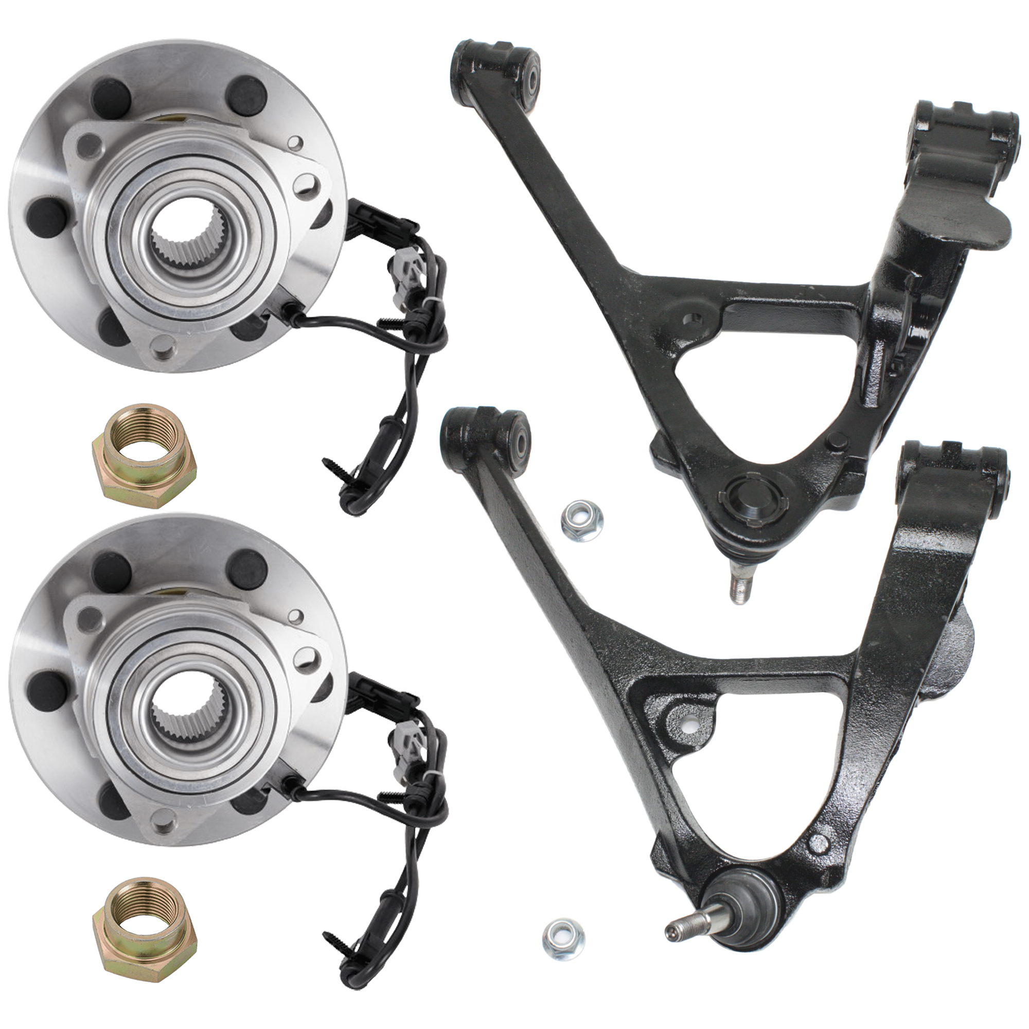 AM SILVERADO SIERRA 1500-99-06 FRONT CONTROL ARM RH AND LH Lower 4 pc Kit w Ball Joint and Wheel Hub SKU KIT 081324 C939 OEM 12475479-12475480-19209040-152