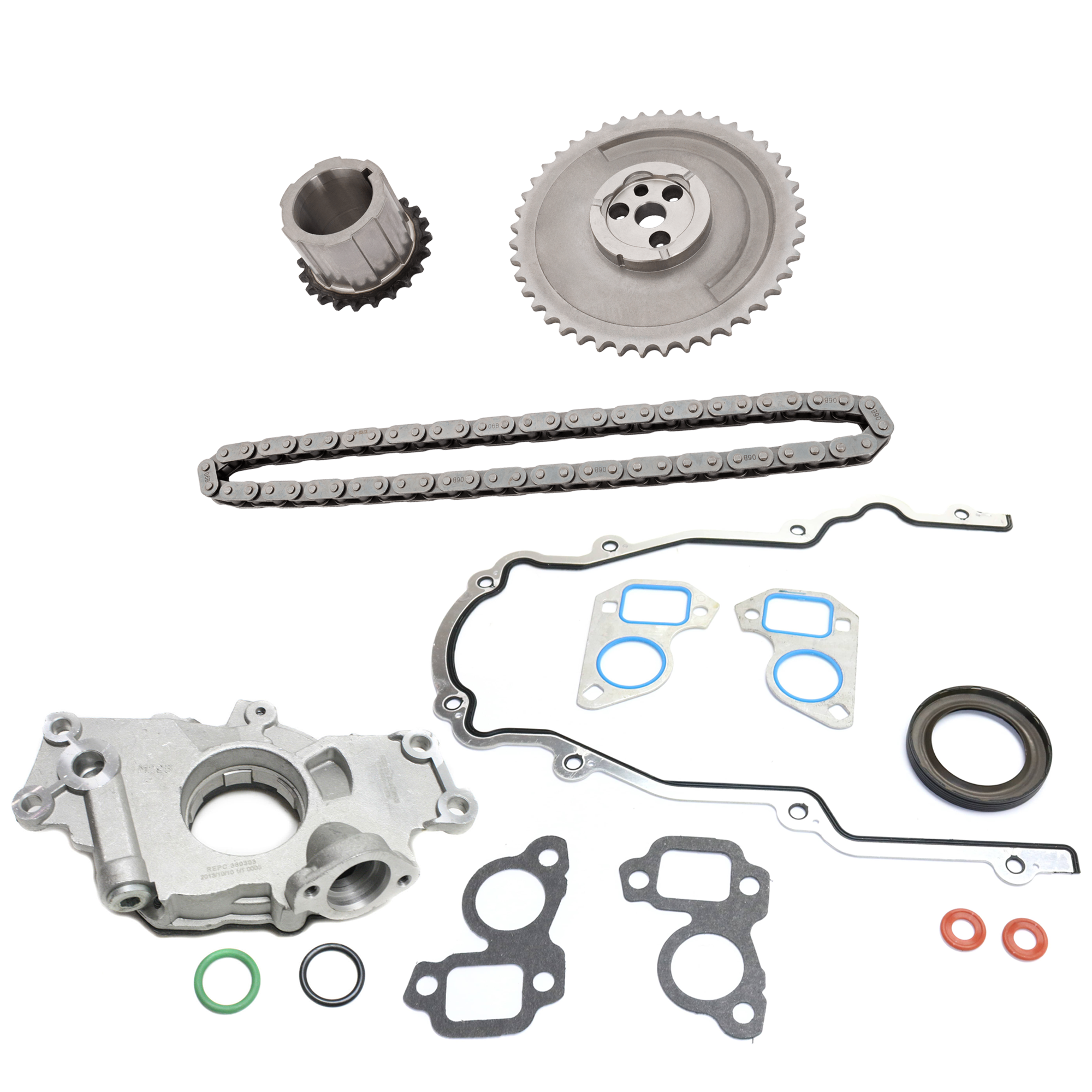 AM CORVETTE 97-04 CAMARO 98-02 OIL PUMP 3 pc Kit w Timing Chain Kit and Timing Cover Gasket SKU KIT 081324 C962 OEM 14669-151019801 ATC3710 JV5022