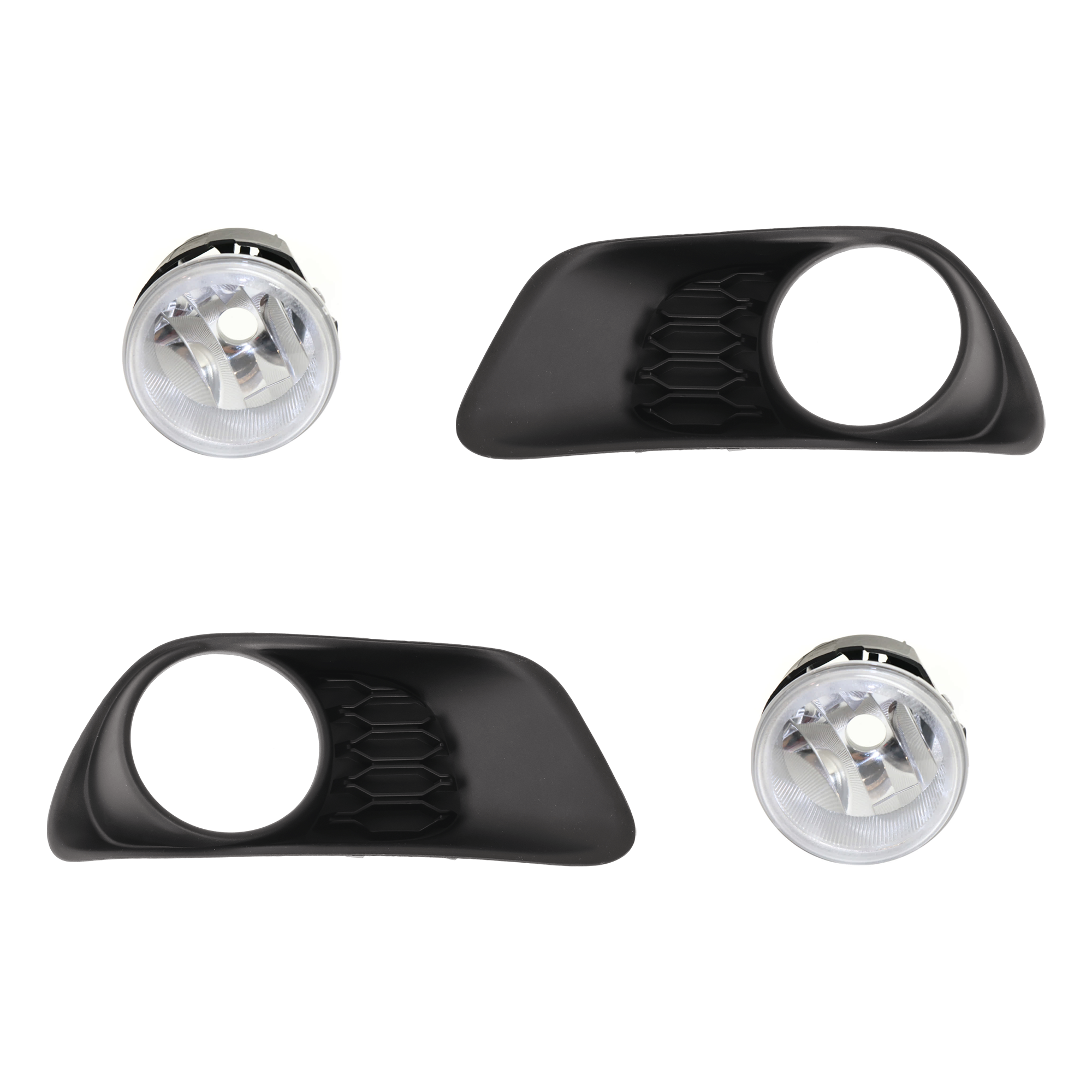 AM GRAND CARAVAN 11-20 FRONT FOG LAMP RH=LH 4 pc kit Lens and Housing SKU KIT 081324 C964 Partslink CH2592146 CH1038130 CH1039130 OEM 5182022AA 68100699AA 68100698A