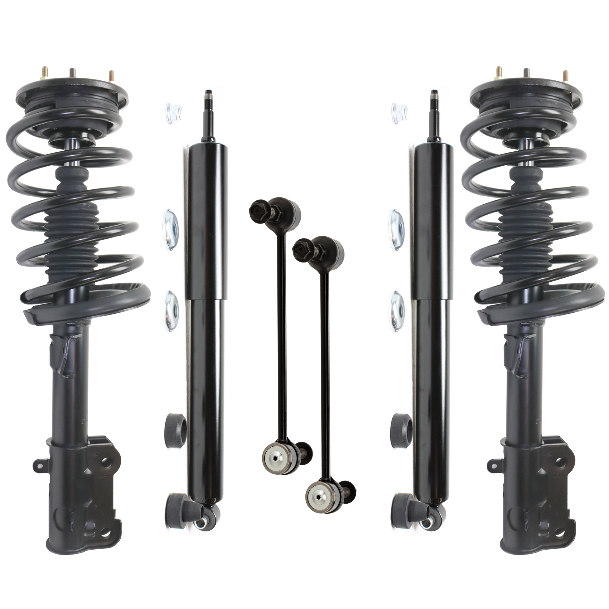 AM MUSTANG 05-10 FRONT AND REAR FULLY LOADED STRUT RH AND LH 6 pc Kit with Shock Absorber and Sway Bar Link SKU KIT 081324 C981 OEM 172138-182138-811212-133234