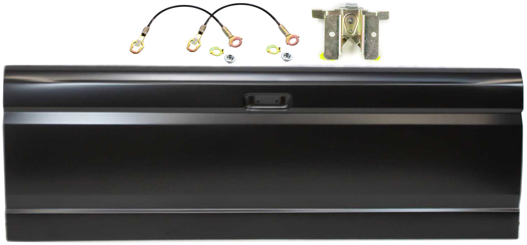 AM F SERIES 87-97 TAILGATE KIT RH=LH Styleside 22.09 in. 4 pc Kit with Tailgate Latch and Tailgate Cable SKU KIT 081417-14 Partslink FO1900104 FO1920103 FO1921103 FO1911104 OEM E7TZ9940700A F2TZ9940700A F7TZ