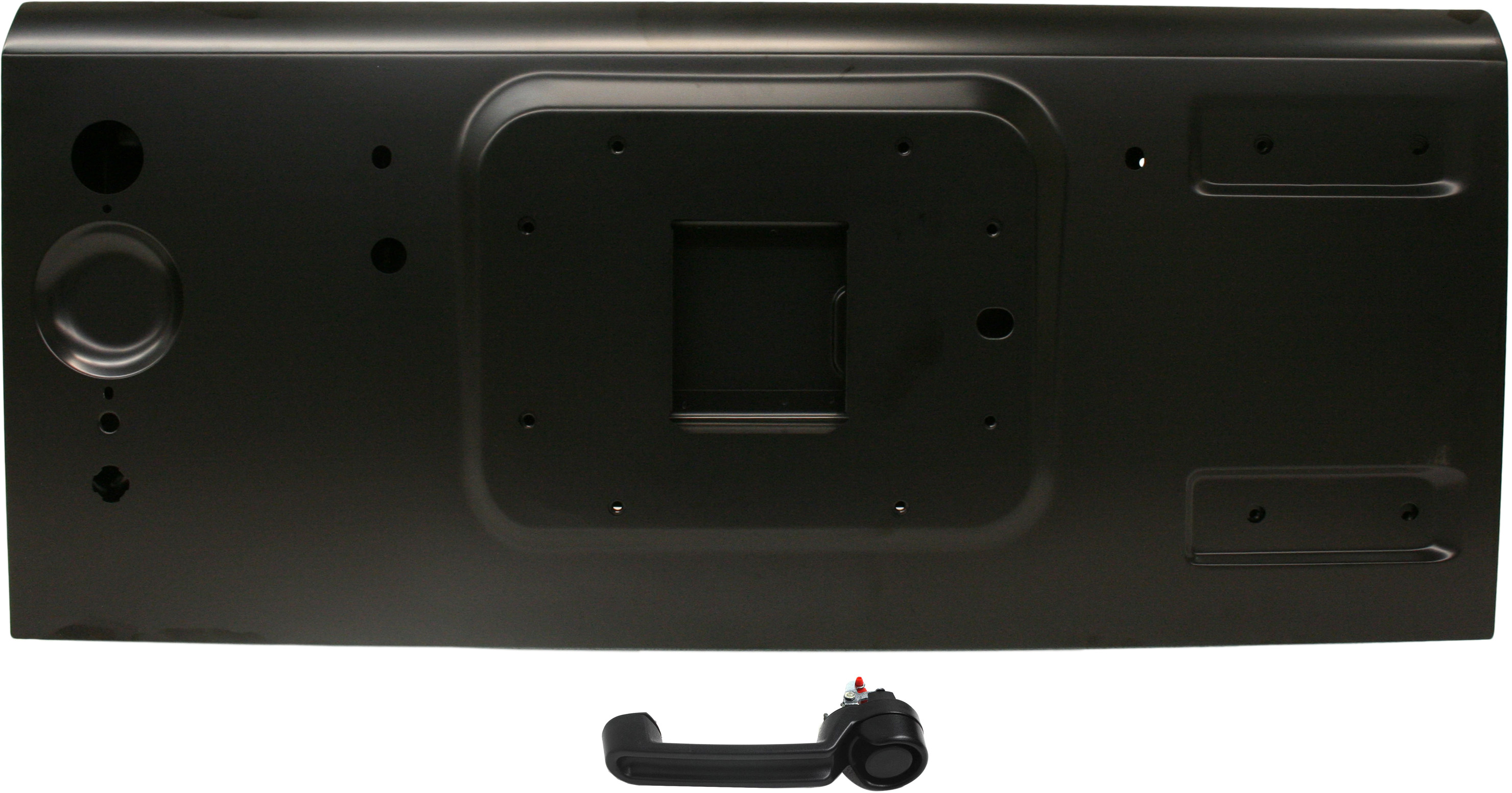 AM WRANGLER JK 07-17 TAILGATE KIT Steel Outside Textured Black w o Keyhole Plastic 2 pc Kit with Tailgate Handle SKU KIT 081417-28 Partslink CH1900127 CH1900130 CH1513101 OEM 68002355AB 68079246AB 55395410