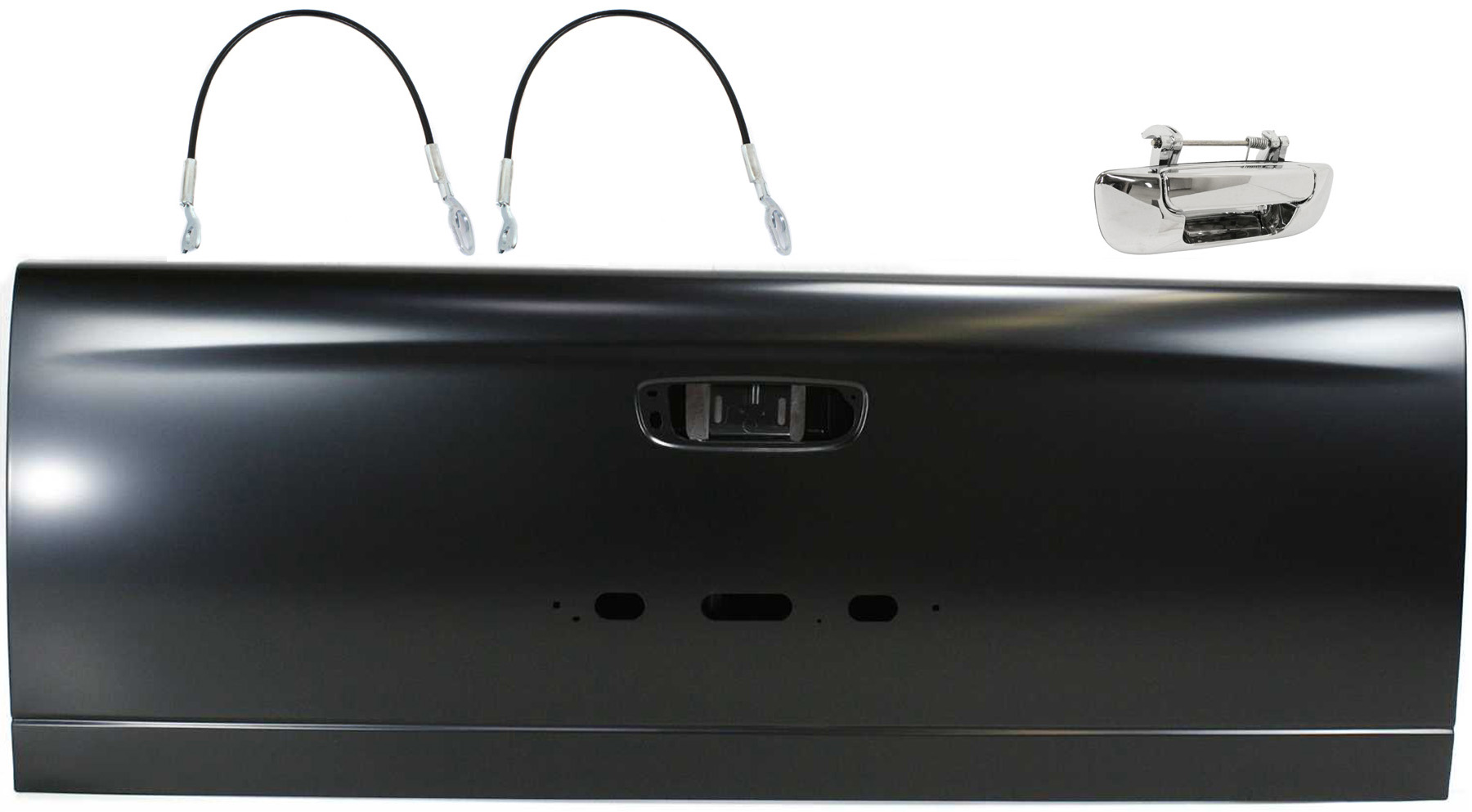 AM RAM 3500-03-06 TAILGATE Steel Primed 4 pc Kit with Tailgate Handle and Tailgate Cable SKU KIT 081417-37 Partslink CH1900125 CH1918103 GAH010001 OEM 55276328AA 68054864AD Performa