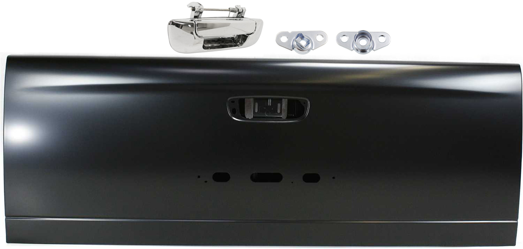 AM RAM 3500-03-06 TAILGATE Steel Primed 4 pc Kit with Tailgate Handle and Tailgate Hinge SKU KIT 081417-39 Partslink CH1900125 GAH010001 OEM 55276328AA Performance 5527623