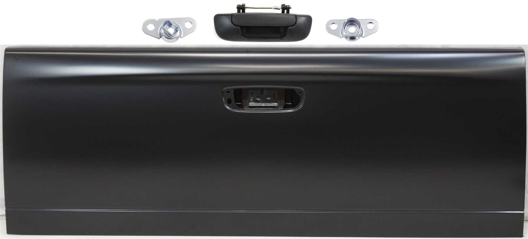 AM DODGE FULL SIZE P U 02-09 TAILGATE 4 pc Kit with Tailgate Handle and Tailgate Hinge SKU KIT 081417-42 Partslink CH1900121 CH1915110 OEM 55275969AB 55276237AA 55276231