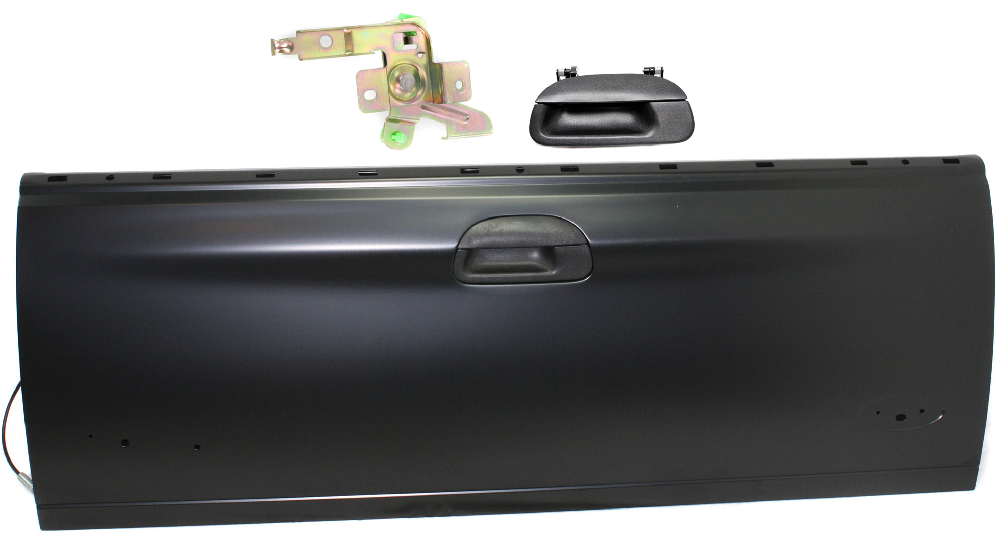 AM F SERIES 98-04 TAILGATE Primed 3 pc Kit with Tailgate Latch and Tailgate Handle SKU KIT 081417-88 Partslink FO1900121 FO1915114 FO1911103 OEM Performance 1L3Z9943400BAA F85