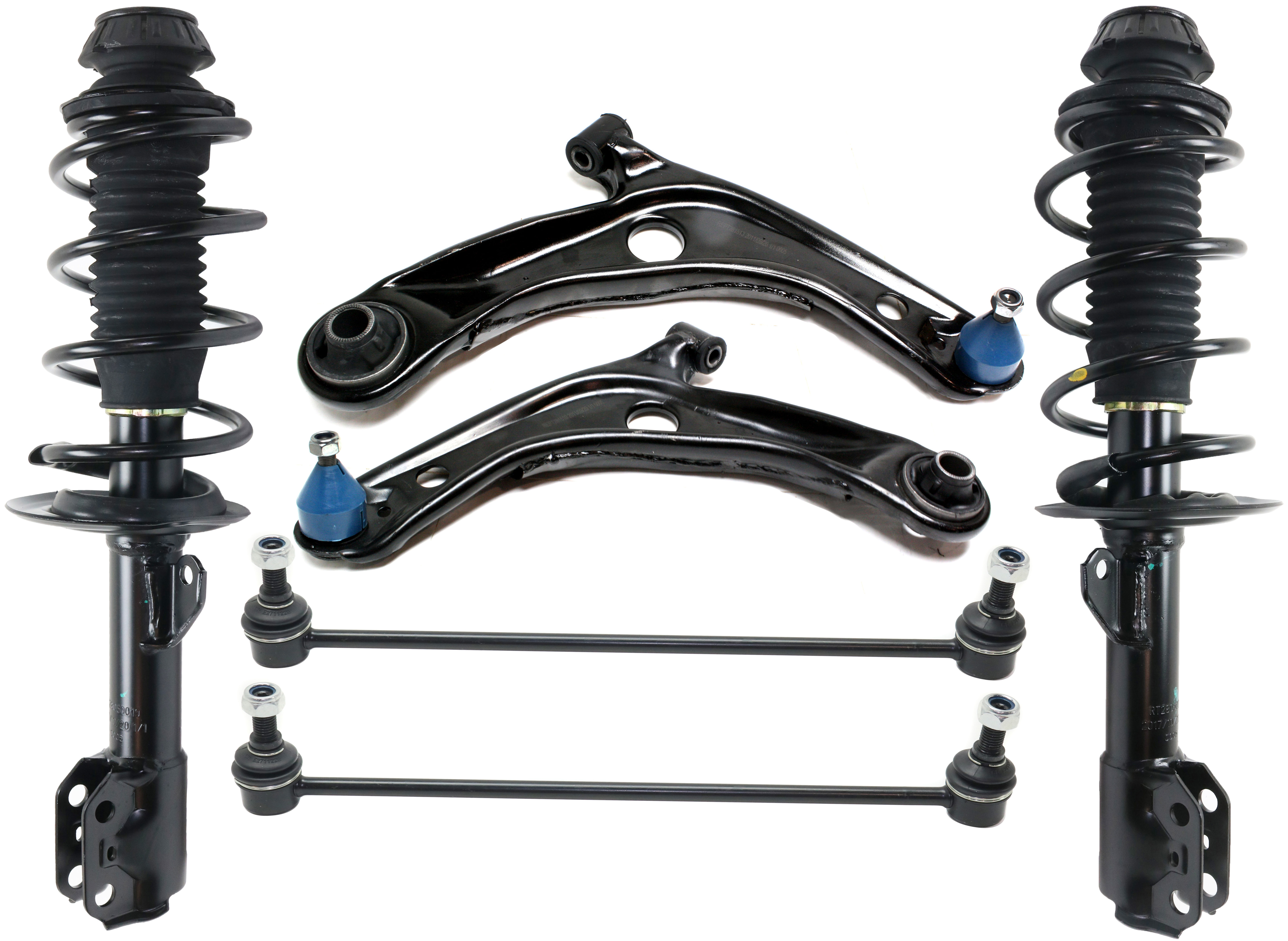 AM YARIS 06-11 FRONT CONTROL ARM KIT RH AND LH Lower 6 pc kit with Loaded Struts and Sway Bar Links SKU KIT 081517-01 OEM 4806859135-4806859095-48069591