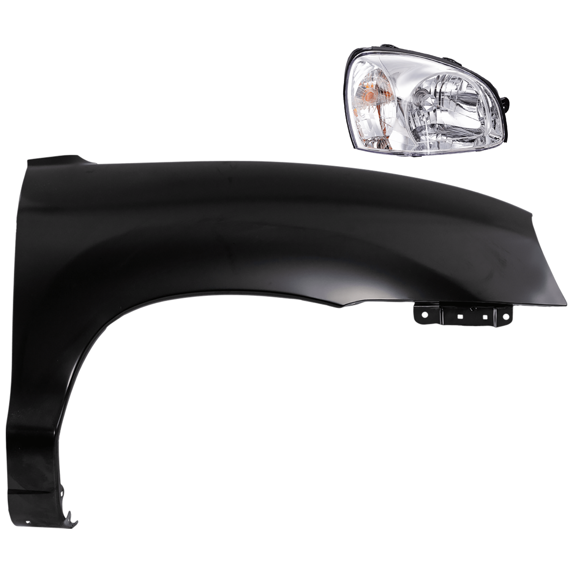 AM SANTA FE 05-06 HEAD LAMP RH 2 pc Kit Assembly Halogen GL Model with Fender SKU KIT 081526-34 Partslink HY2503134 HY1241120 OEM 9210226251-6632126290