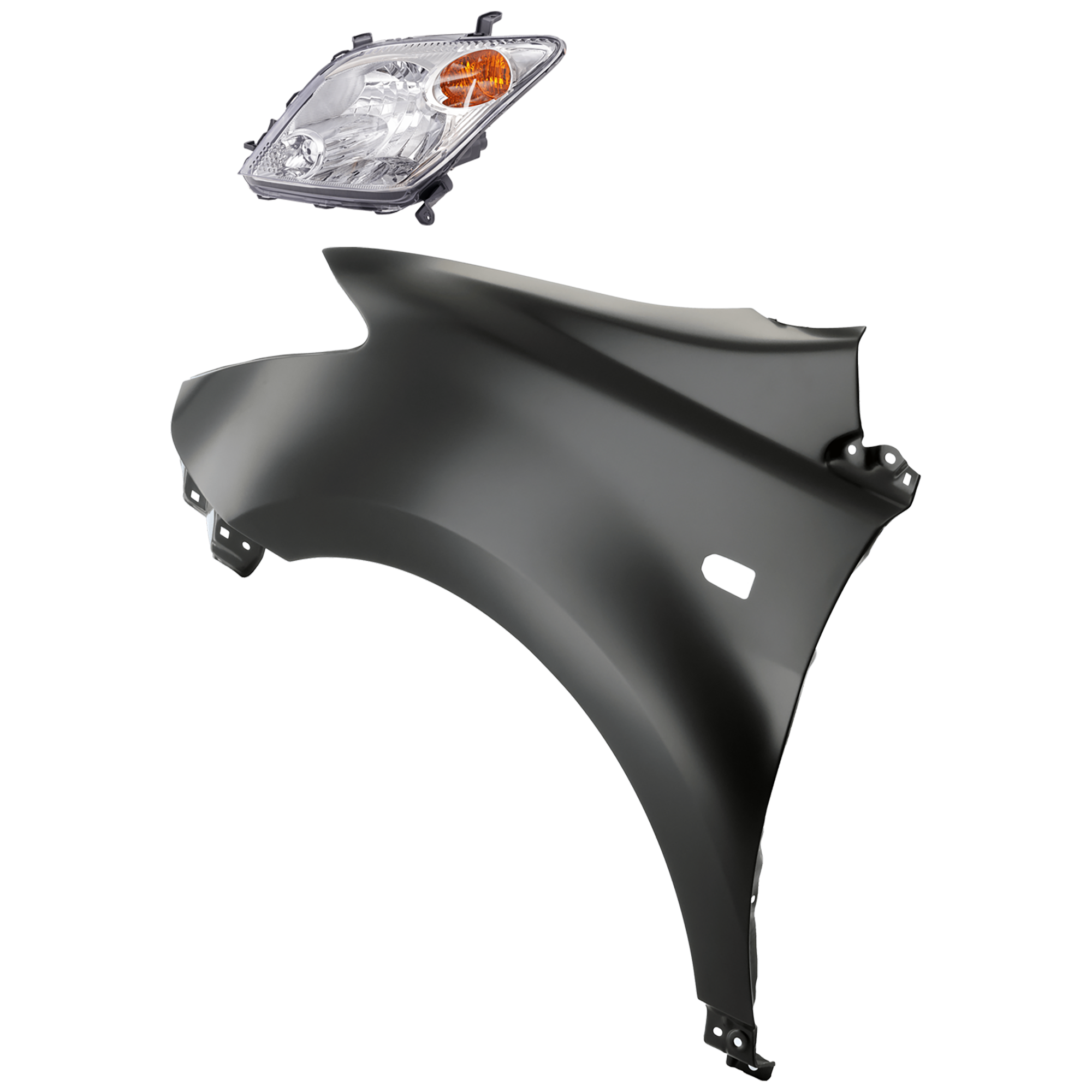 AM XA 04-05 HEAD LAMP LH 2 pc Kit Lens and Housing Halogen Hatchback Base Model with Fender SKU KIT 081526-359 Partslink SC2518102 SC1240101 OEM 8110652450-5380252060
