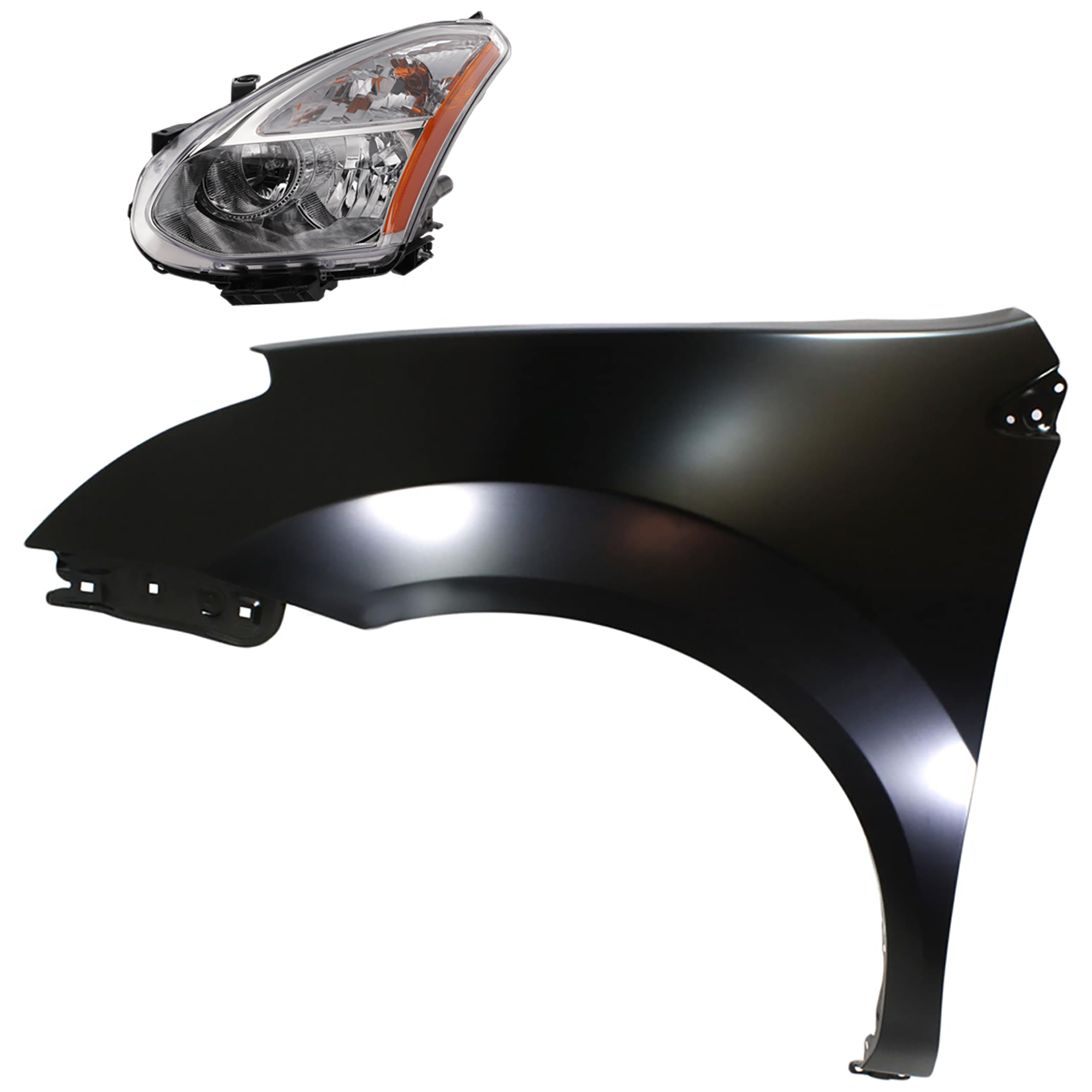 AM ROGUE 08-08 HEAD LAMP LH 2 pc Kit Assembly Halogen S SL Models with Fender SKU KIT 081526-35 Partslink NI2502170 NI1240188 OEM 26060JM00A FCA01JM0MA