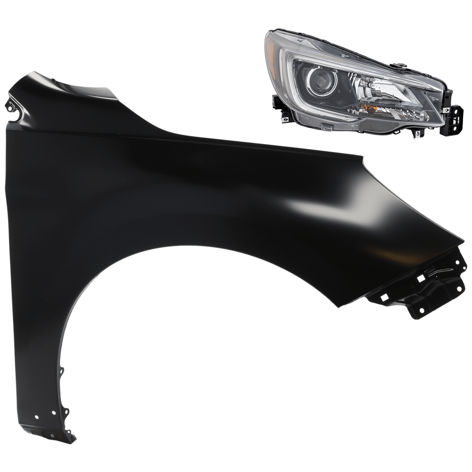 AM OUTBACK 18-19 HEAD LAMP RH 2 pc Kit Assembly Halogen with Fender SKU KIT 081526-361 Partslink SU2503162 SU1241141 OEM 84001AL10A 57120AL02A9P