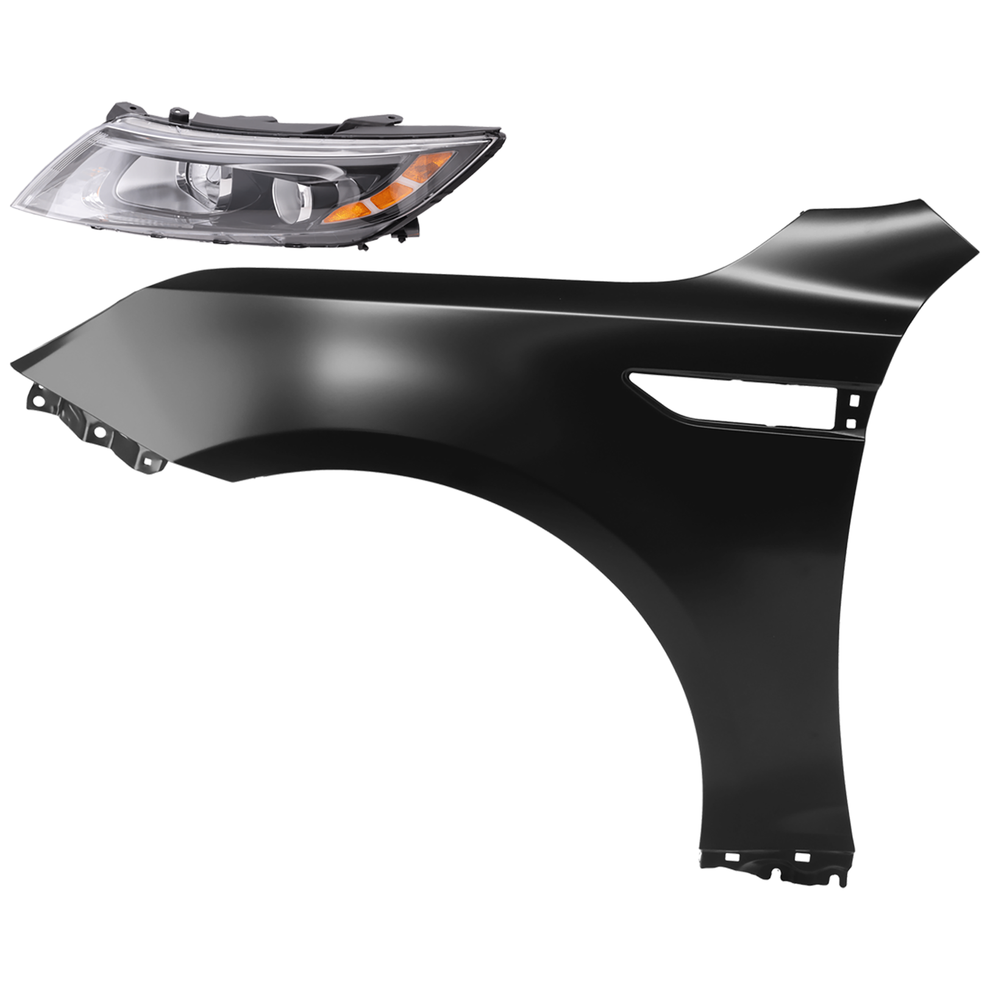 AM OPTIMA 14-15 HEAD LAMP LH 2 pc Kit Assembly Halogen w o LED Position Light Exc. Hybrid Model USA Built Vehicle with Fender SKU KIT 081526-363 Partslink KI2502175 KI1240134 OEM 921014C500-663112T000