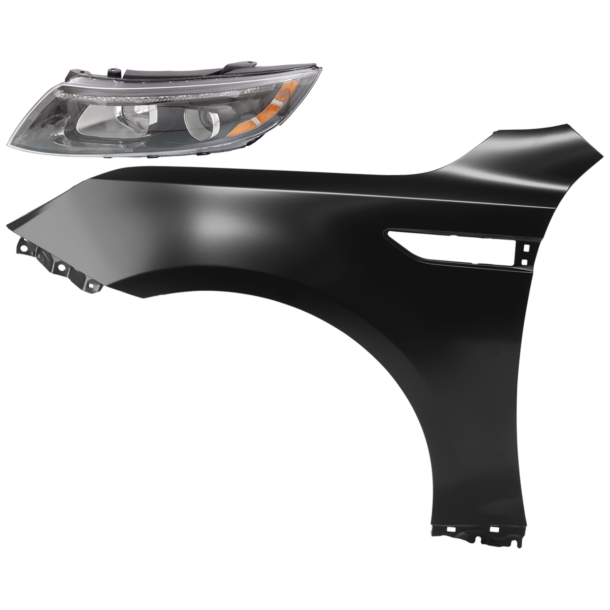 AM OPTIMA 14-15 HEAD LAMP LH 2 pc Kit Assembly Halogen w LED Position Light Exc. Hybrid Models USA Built Vehicle with Fender SKU KIT 081526-364 Partslink KI2502176 KI1240134 OEM 921014C551-663112T000