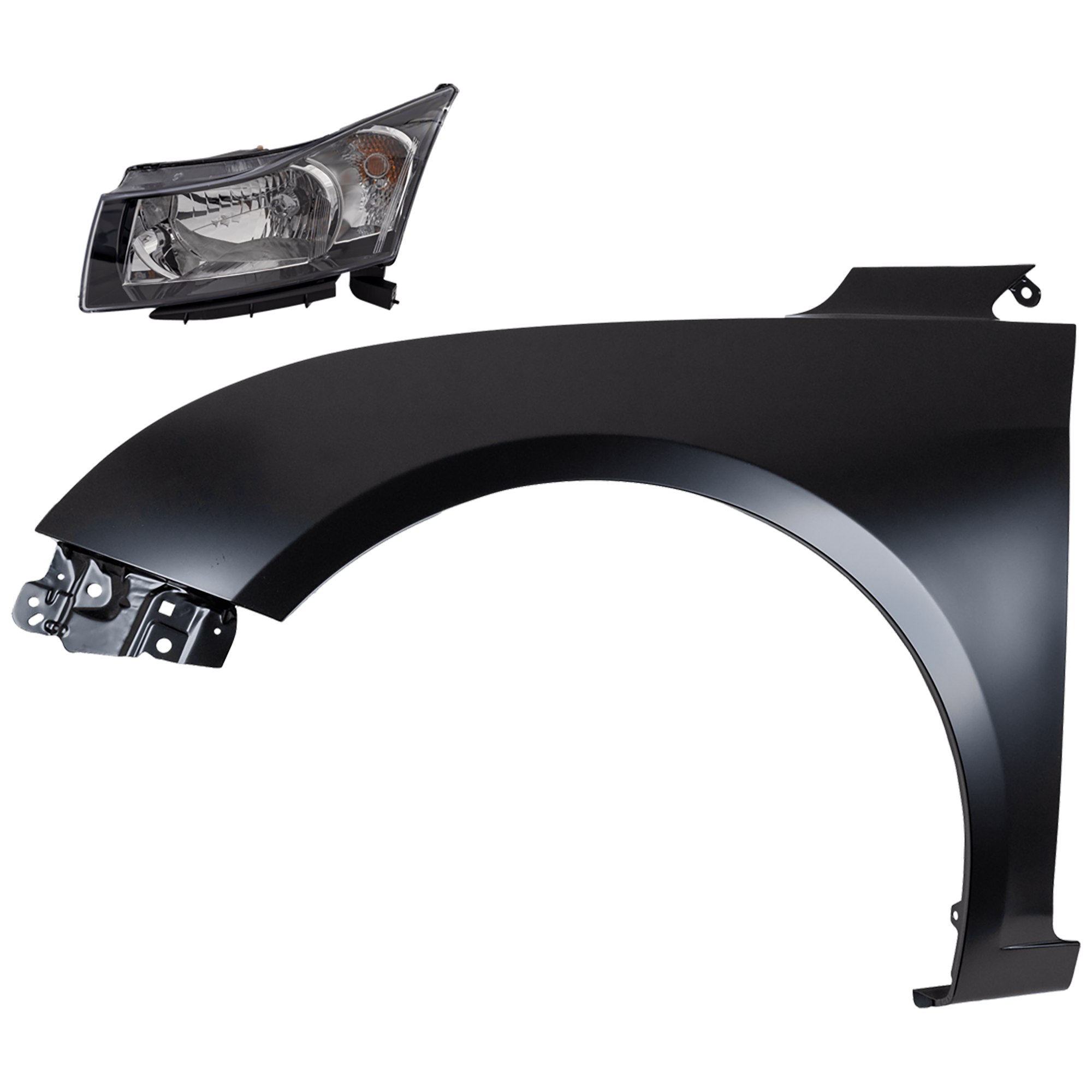 AM CRUZE 11-12 HEAD LAMP LH 2 pc Kit Assembly Halogen with Fender CAPA SKU KIT 081526-375 Partslink GM2502356C GM2502361C GM1240370C OEM 95900041-95291963-95092194
