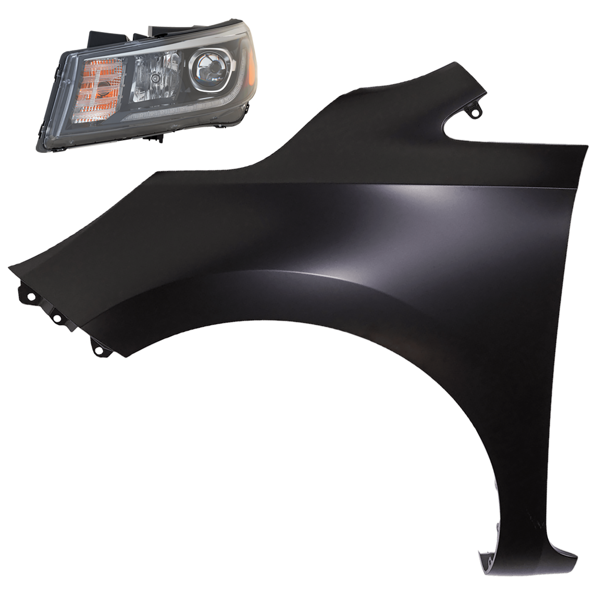 AM SEDONA 19-21 HEAD LAMP LH 2 pc Kit Assembly Halogen w LED Position Light with Fender SKU KIT 081526-380 Partslink KI2502233 KI1240151 OEM 92101A9640-66311A9000