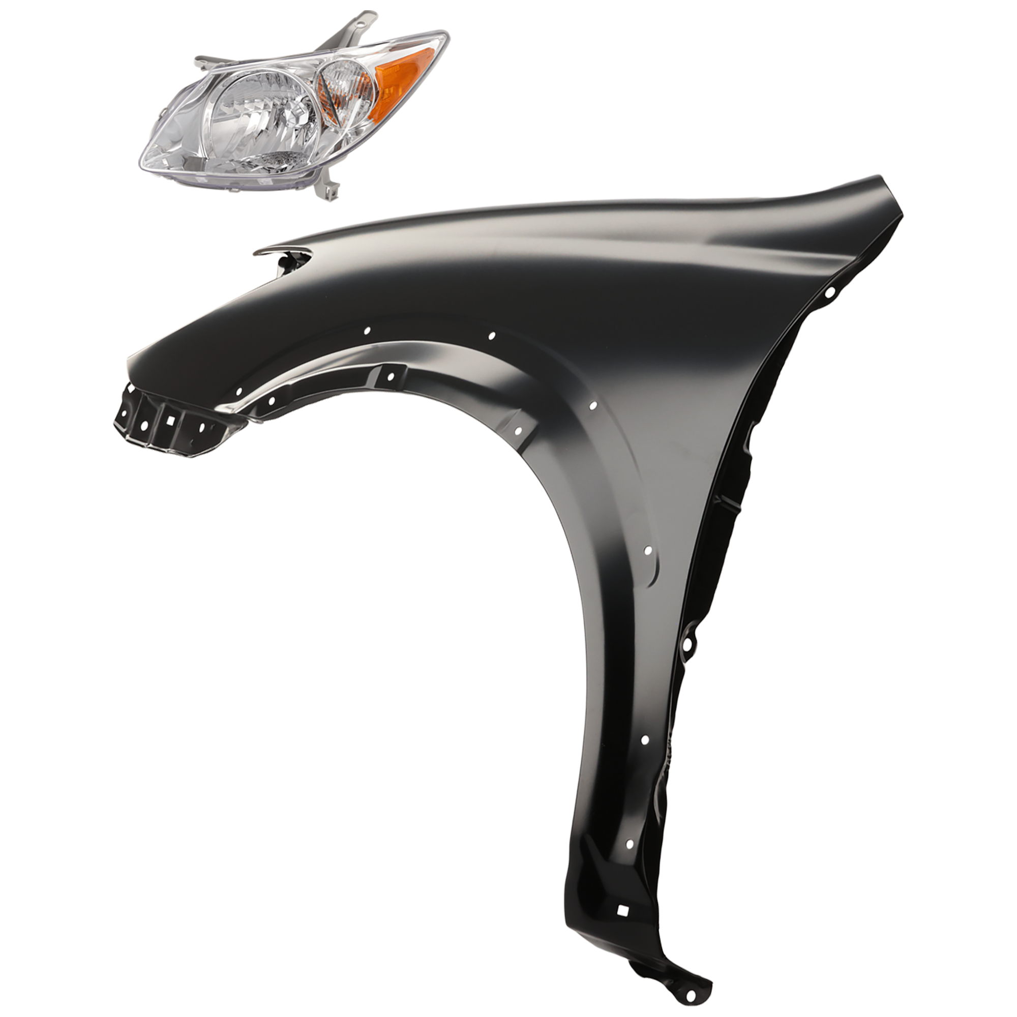 AM VIBE 05-08 HEAD LAMP LH 2 pc Kit Assembly Halogen Base GT Models with Fender SKU KIT 081526-387 Partslink GM2502249 GM1240313 OEM 88973540-88969695