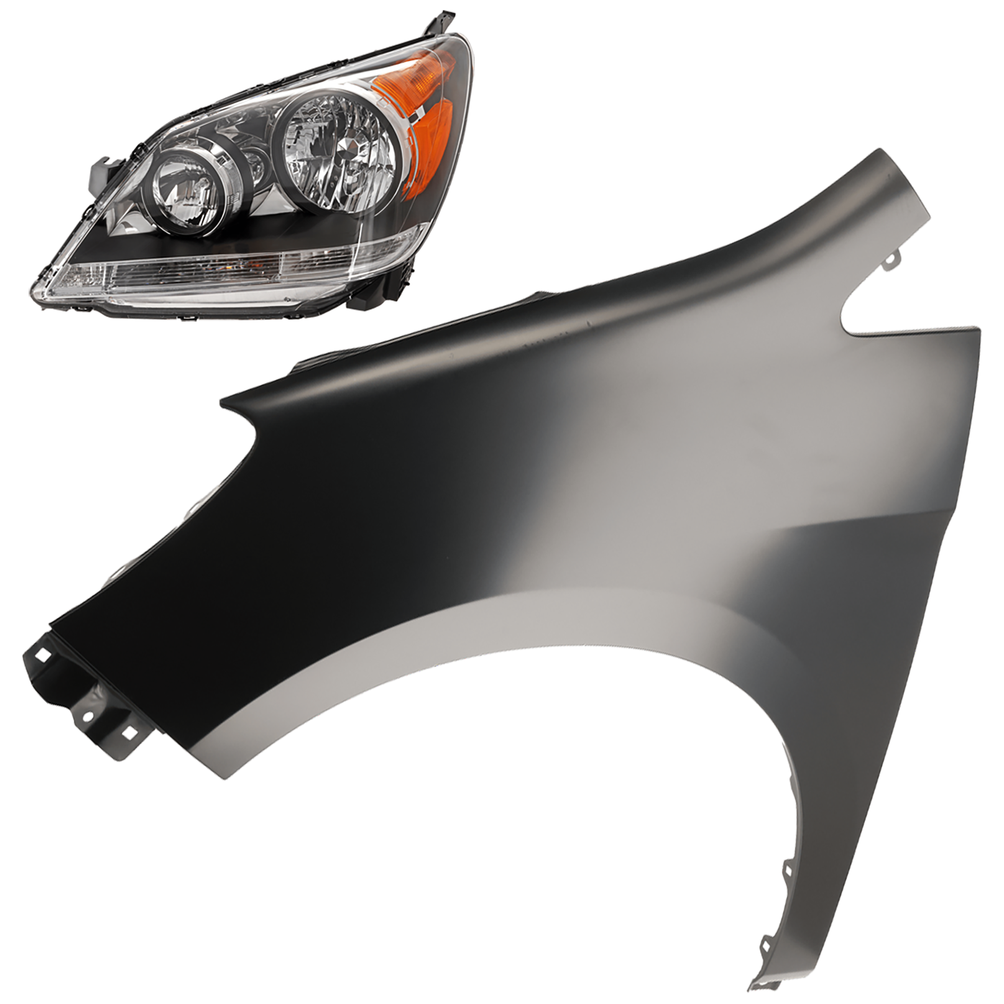 AM ODYSSEY 08-10 HEAD LAMP LH 2 pc Kit Assembly Halogen with Fender SKU KIT 081526-421 Partslink HO2502136 HO1240163 OEM 33150SHJA51-60261SHJA90ZZ