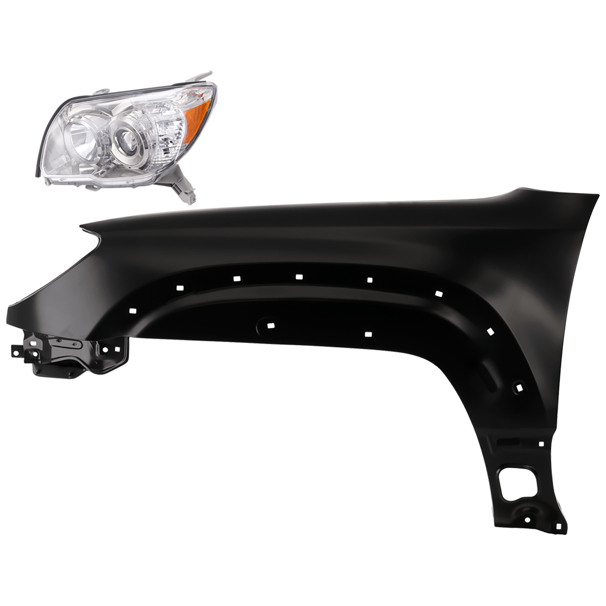 AM 4RUNNER 06-09 HEAD LAMP LH 2 pc Kit Lens and Housing Halogen Limited Sport SR5 Models with Fender SKU KIT 081526-427 Partslink TO2502165 TO1240216 OEM 8117035451-5380235670