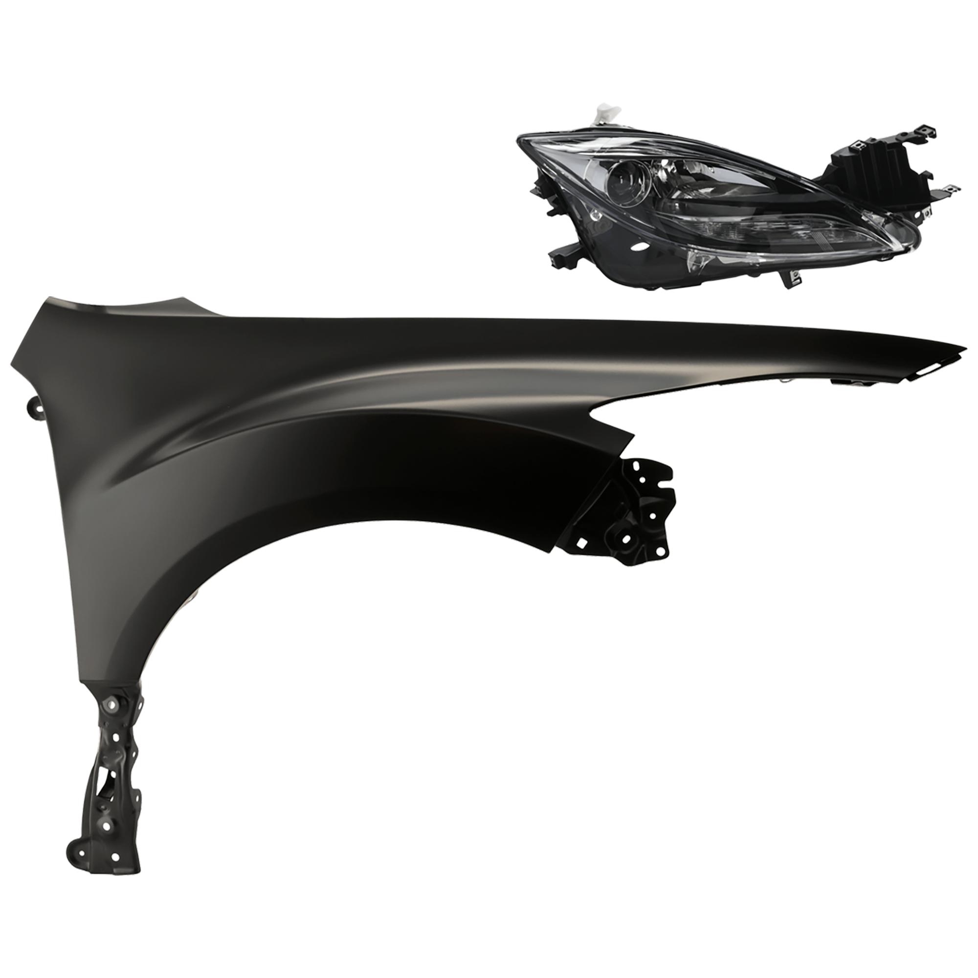 AM MAZDA 6-11-13 HEAD LAMP RH 2 pc Kit Lens and Housing Halogen USA Built Vehicle with Fender CAPA SKU KIT 081526-446 Partslink MA2519141C MA1241160C OEM GEG1510K0E GS3L52110A