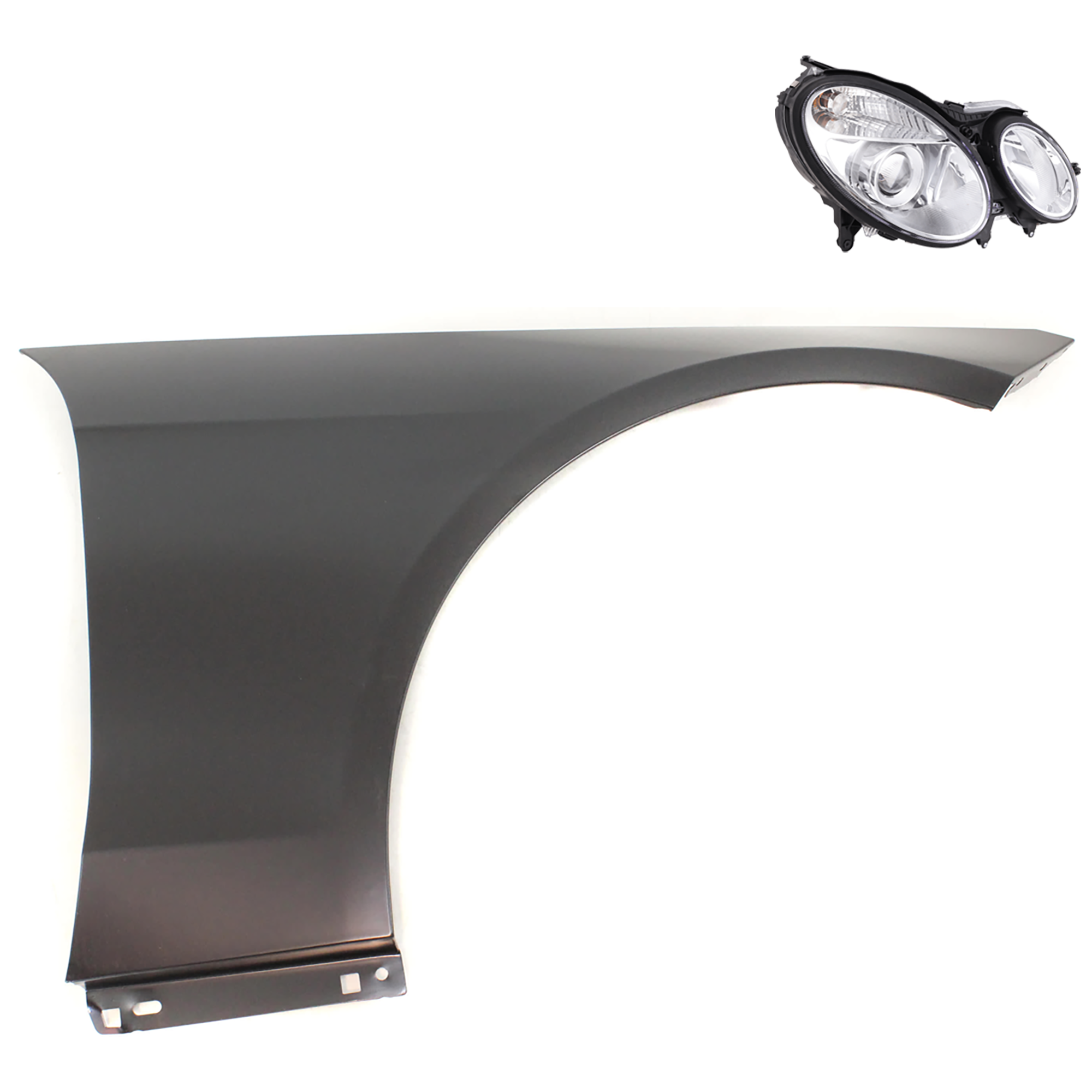 AM E CLASS 03-06 HEAD LAMP RH 2 pc Kit Assembly Halogen Sedan Wagon with Fender SKU KIT 081526-472 Partslink MB2503108 MB1241131 OEM 2118200461-2118801418 PFM