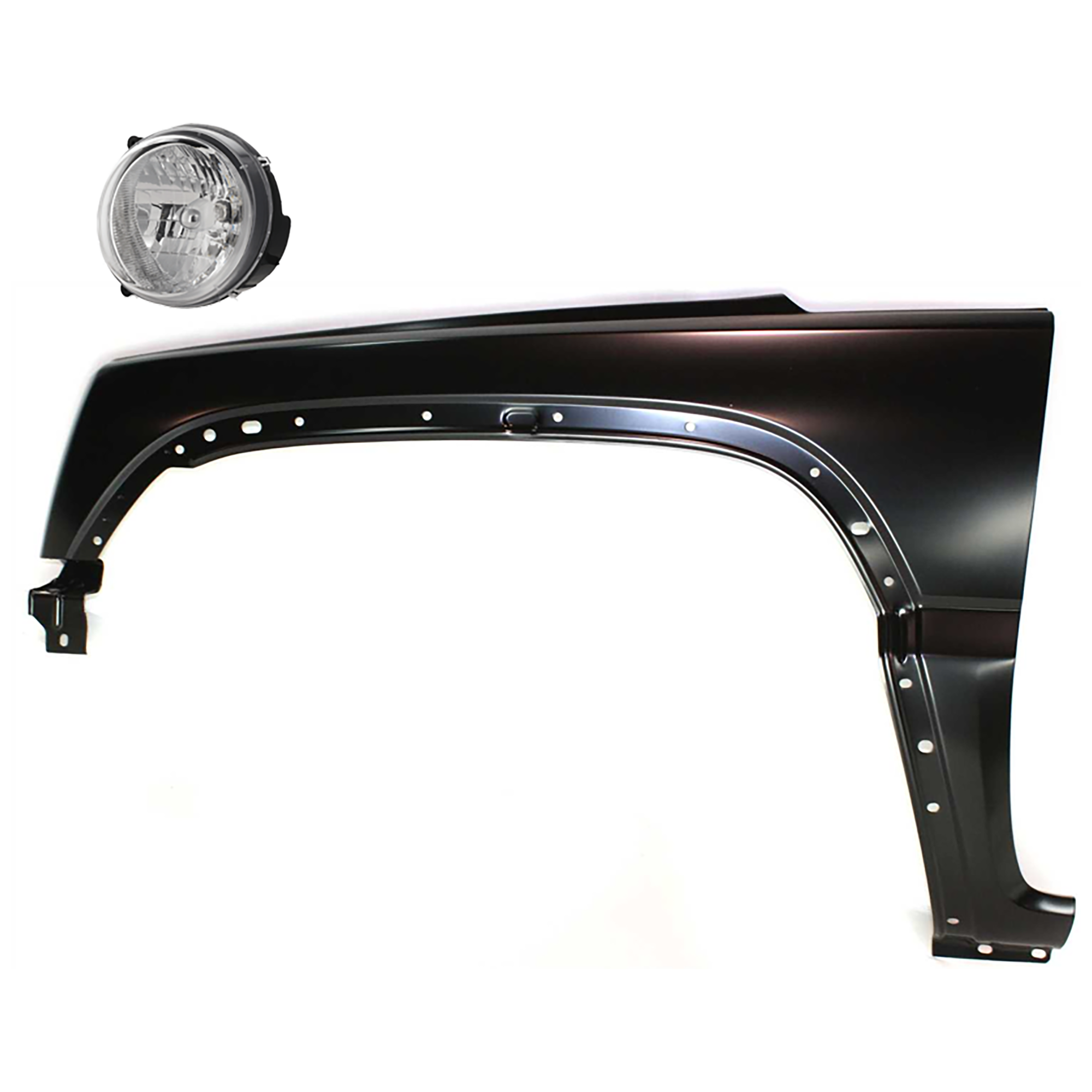 AM LIBERTY 03-04 HEAD LAMP LH 2 pc Kit Assembly Halogen with Fender SKU KIT 081526-488 Partslink CH2502146 CH1240231 OEM 55155809AB 55177101AD