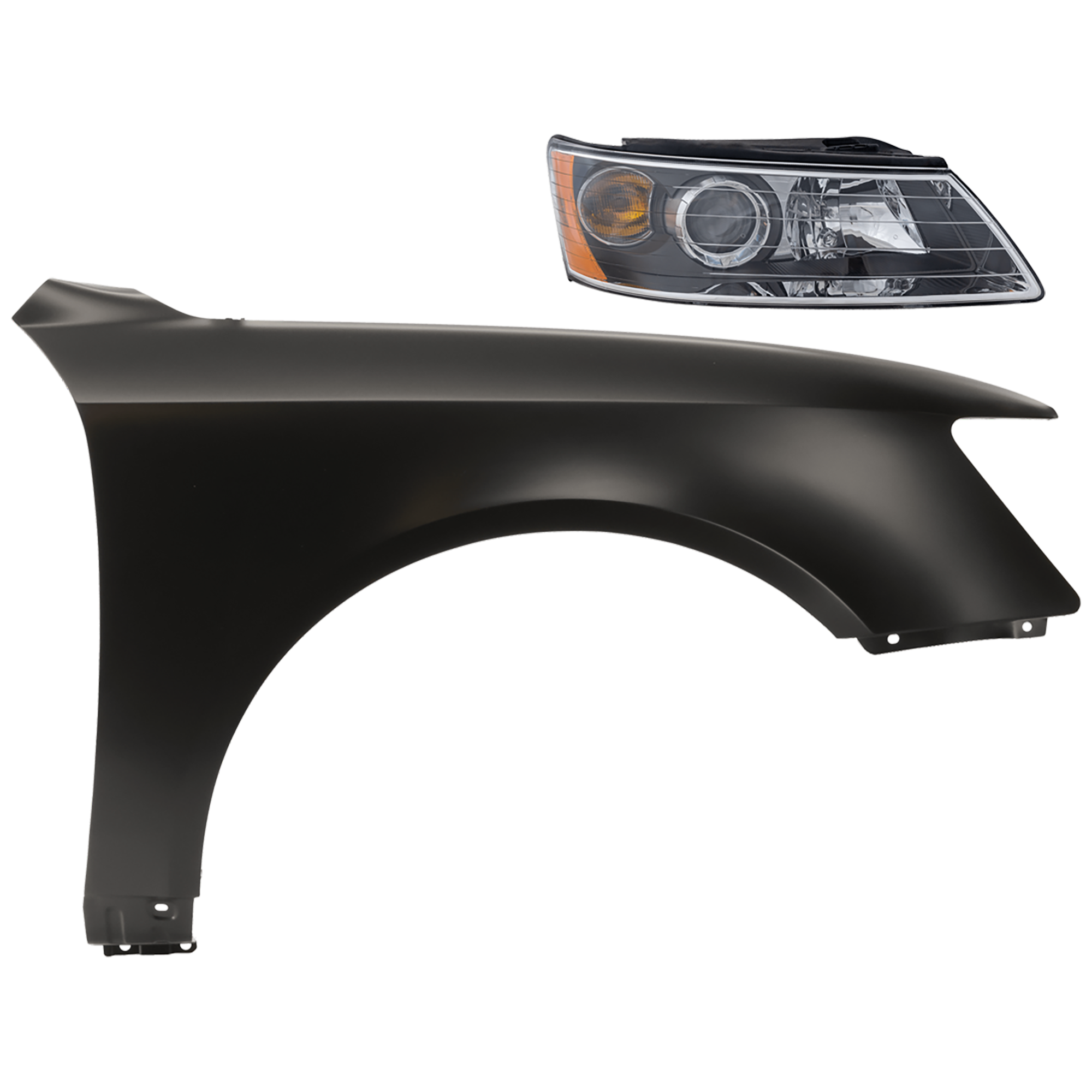 AM SONATA 06-08 HEAD LAMP RH 2 pc Kit Assembly Halogen with Fender SKU KIT 081526-492 Partslink HY2503135 HY1241134 OEM 921020A000-663200A000