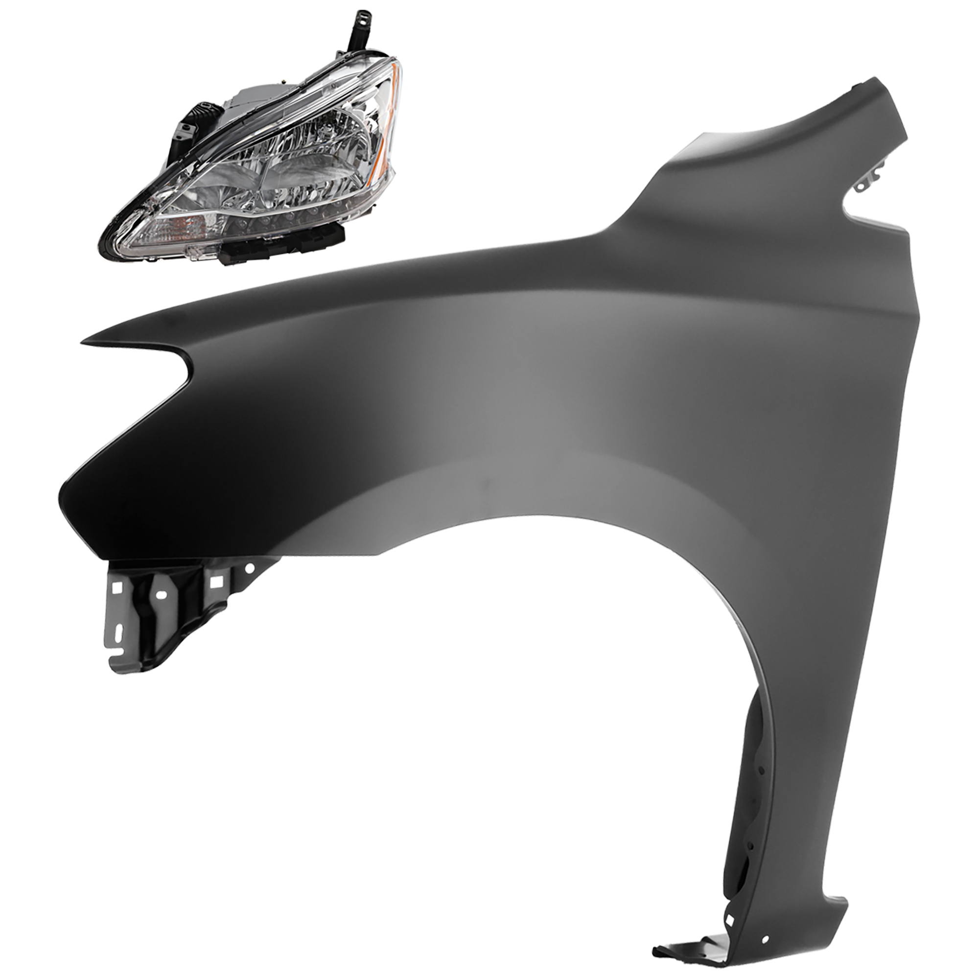 AM SENTRA 13-15 HEAD LAMP LH 2 pc Kit Assembly Halogen with Fender SKU KIT 081526-498 Partslink NI2502216 NI1240206 OEM 260603SG2A F31013SGAA
