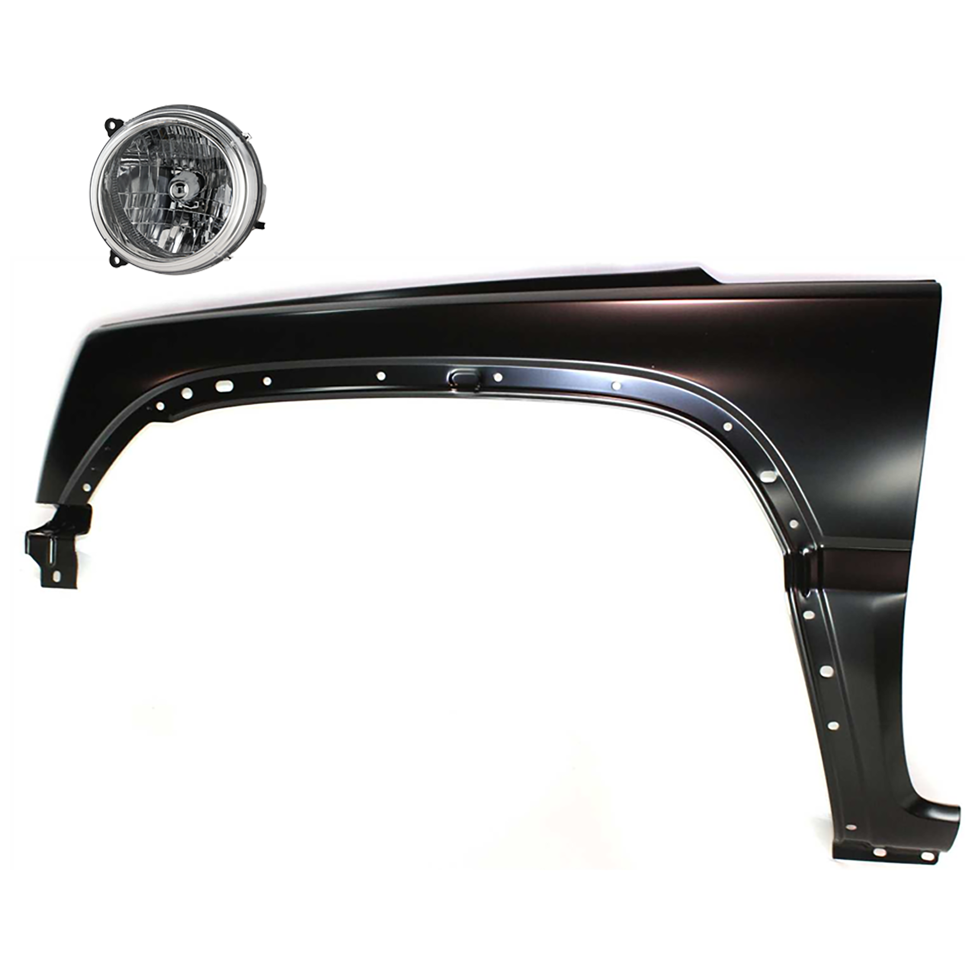 AM LIBERTY 02-04 HEAD LAMP LH 2 pc Kit Assembly Halogen with Fender SKU KIT 081526-499 Partslink CH2502136 CH1240231 OEM 5101821AA 55177101AD