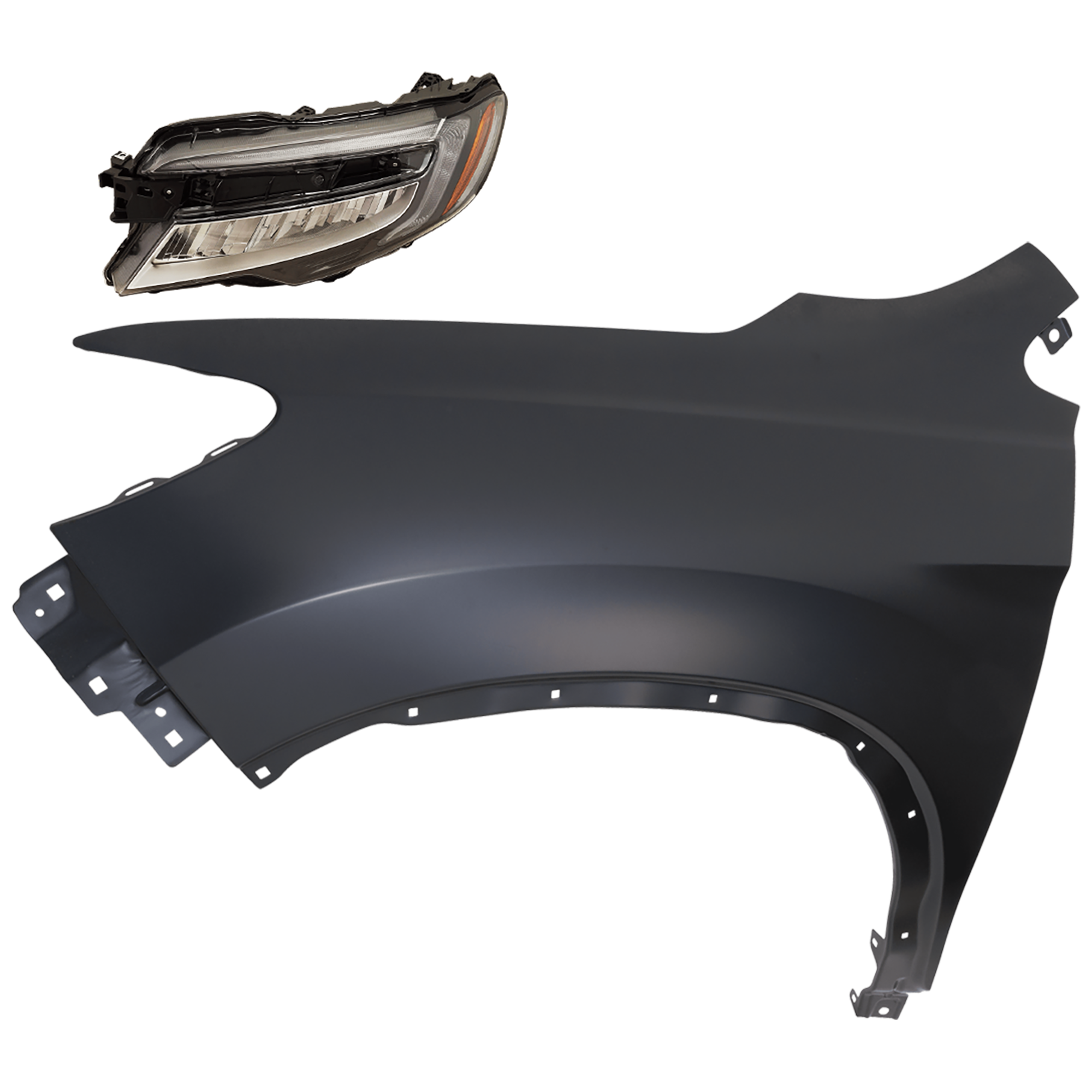 AM PILOT 19-22 HEAD LAMP LH 2 pc Kit Assembly LED Elite Touring Models with Fender SKU KIT 081526-502 Partslink HO2502193 HO1240198 OEM 33150TG7A32-60261TG7A10ZZ