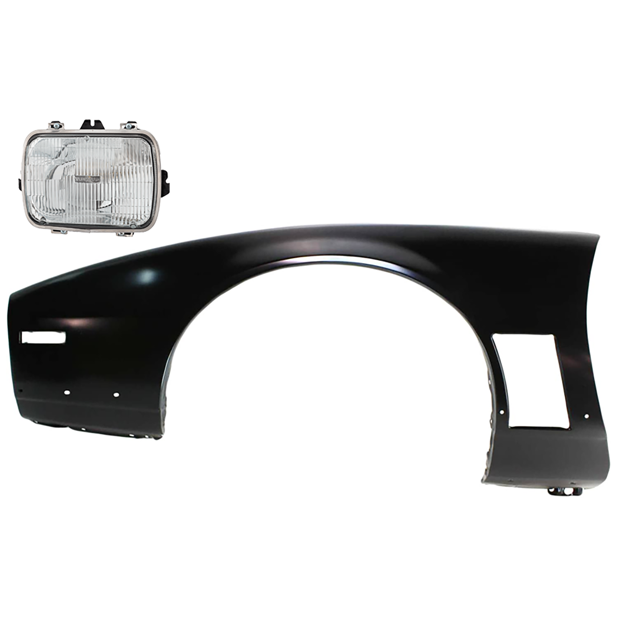 AM FIREBIRD 85-90 HEAD LAMP LH 2 pc Kit Assembly Halogen Sealed Beam Type Capsule Style 7 x 6 in. Trans Am Models with Fender SKU KIT 081526-511 Partslink GM2500112 GM1240107 OEM 25949657-10081966