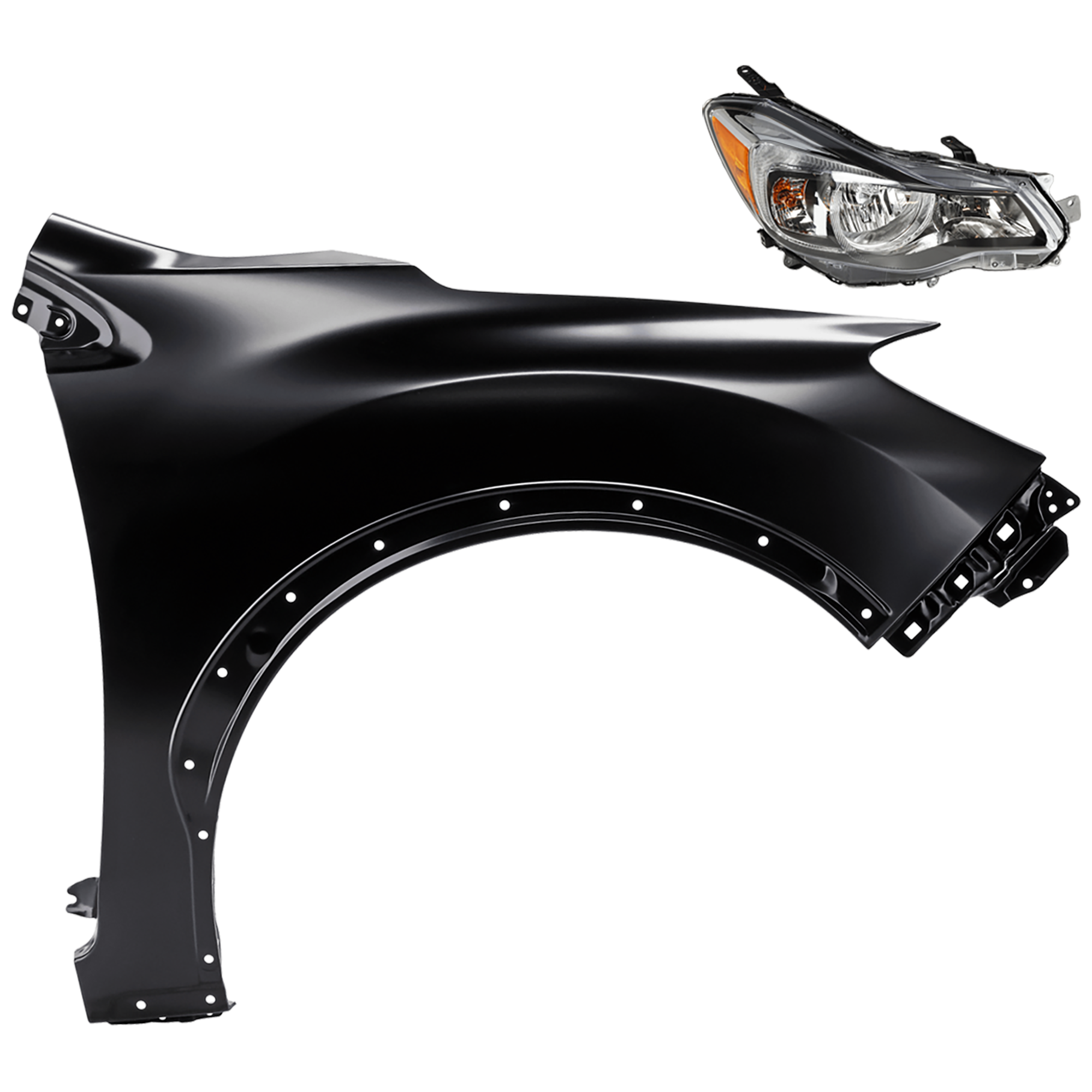 AM XV CROSSTREK 14-15 HEAD LAMP RH 2 pc Kit Assembly Halogen with Fender SKU KIT 081526-521 Partslink SU2503154 SU1241139 OEM 84001FJ081-57120FJ0509P