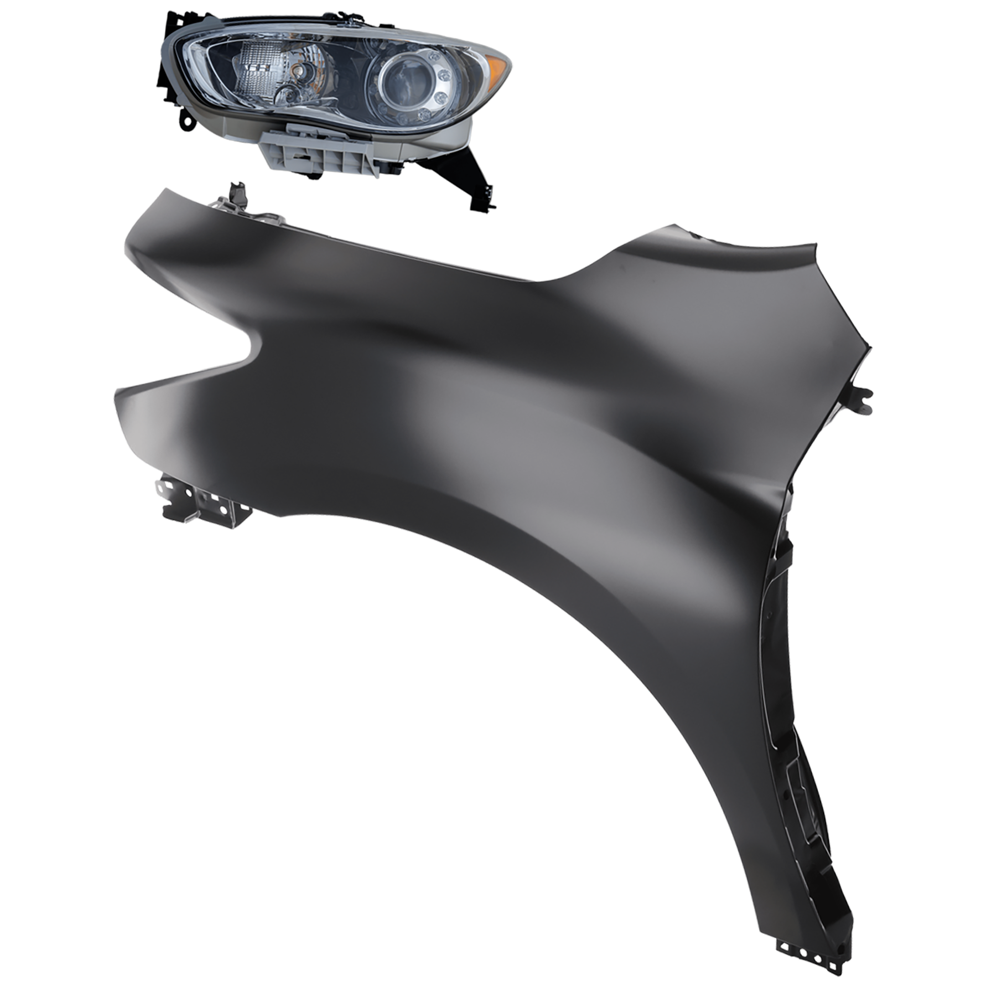 AM JX35-13-13 QX60-14-15 HEAD LAMP LH 2 pc Kit Lens and Housing HID Xenon w o HID Kit Base Hybrid Models with Fender SKU KIT 081526-541 Partslink IN1240121 OEM 260603JA0A PFM 631013JA0B