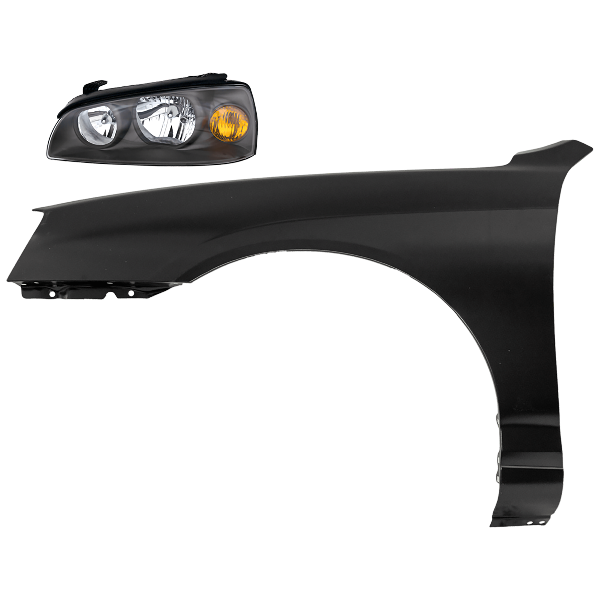 AM ELANTRA 04-06 HEAD LAMP LH 2 pc Kit Assembly Halogen with Fender SKU KIT 081526-548 Partslink HY2502130 HY1240121 OEM 921012D550-663102D031