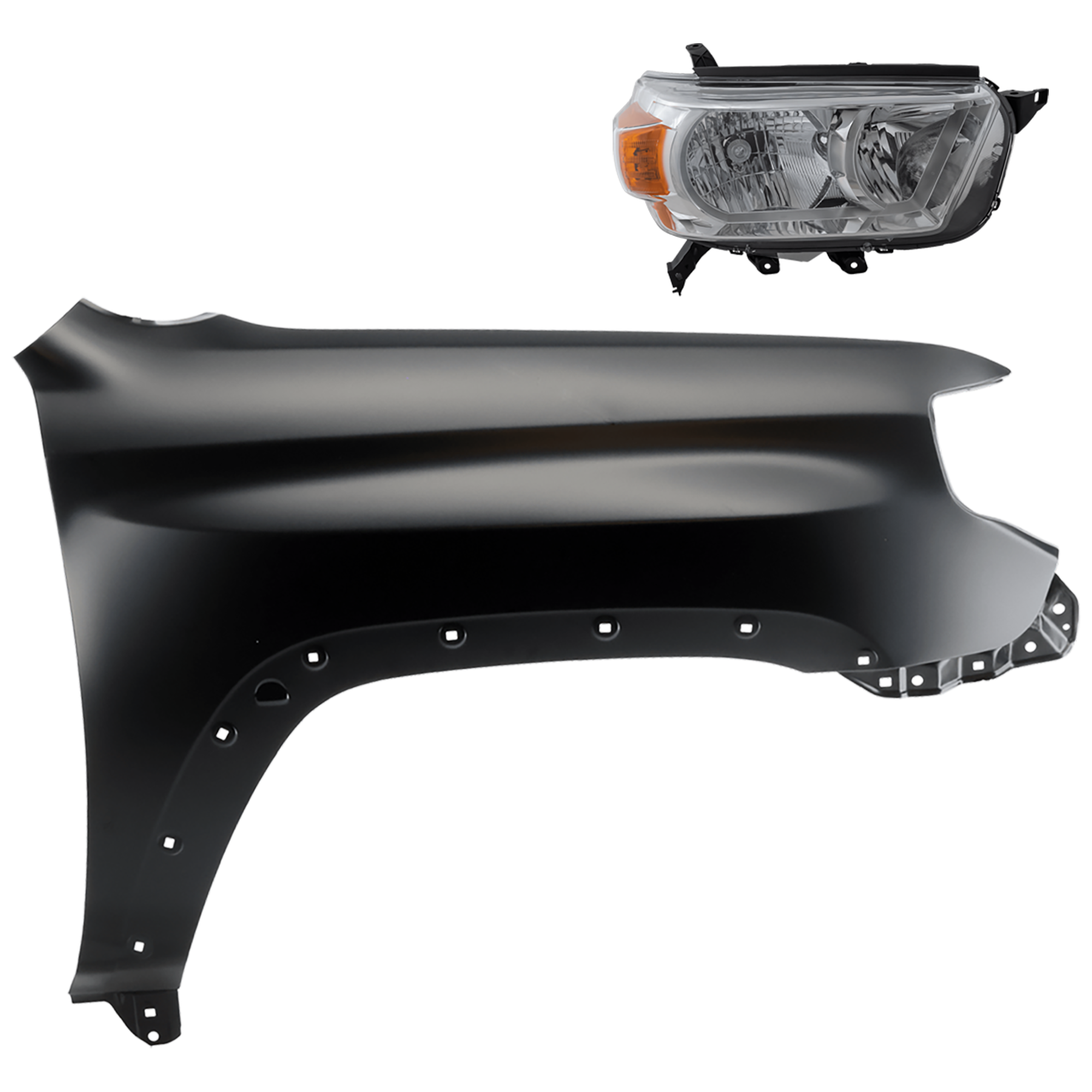 AM 4RUNNER 10-13 HEAD LAMP RH 2 pc Kit Lens and Housing Halogen with Fender SKU KIT 081526-549 Partslink TO2519127 TO1241233 OEM 8113035520-5381135420