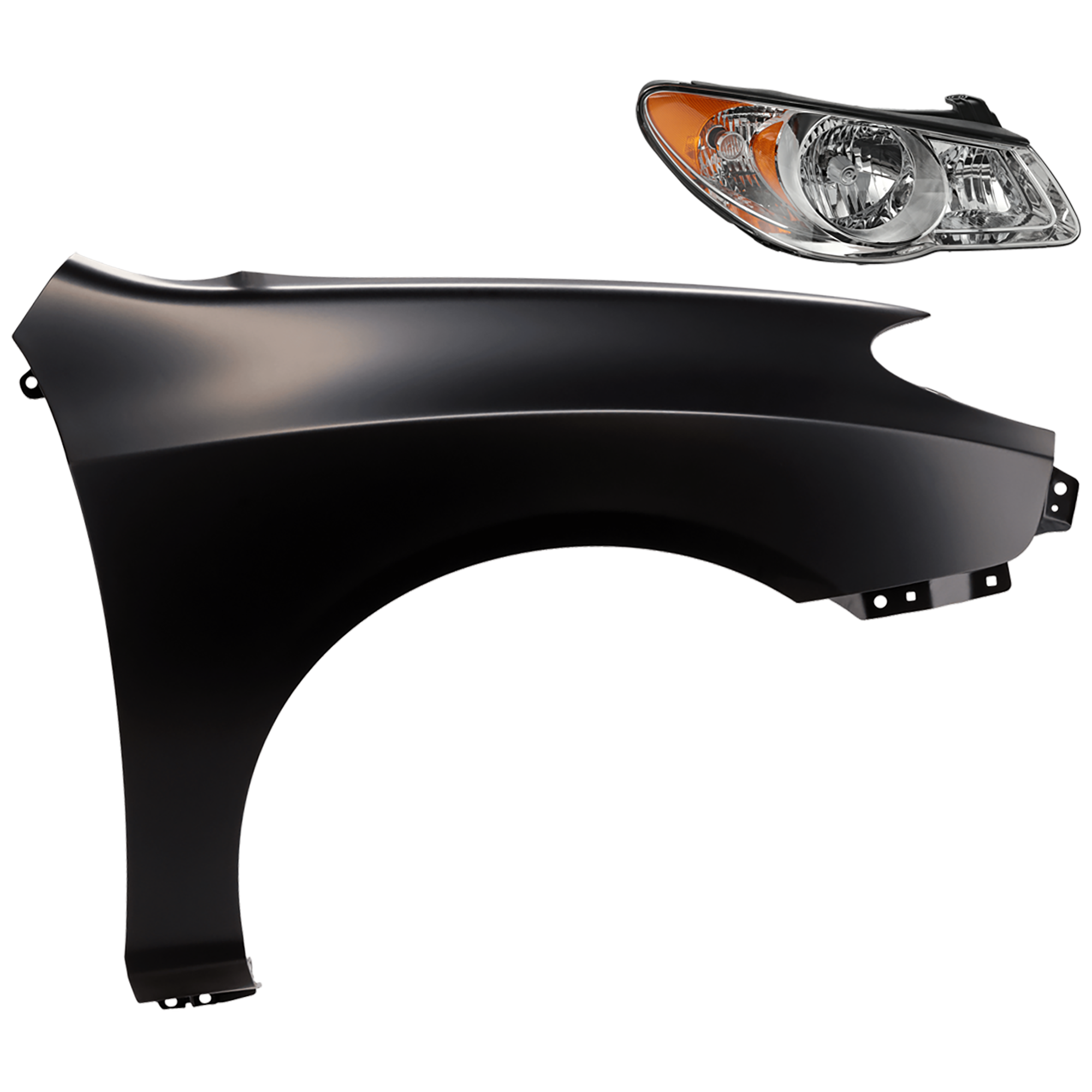 AM ELANTRA 07-09 HEAD LAMP RH 2 pc Kit Assembly Halogen Sedan GLS SE Models with Fender CAPA SKU KIT 081526-555 Partslink HY2503138C HY1241138C OEM 921022H050-663212H022