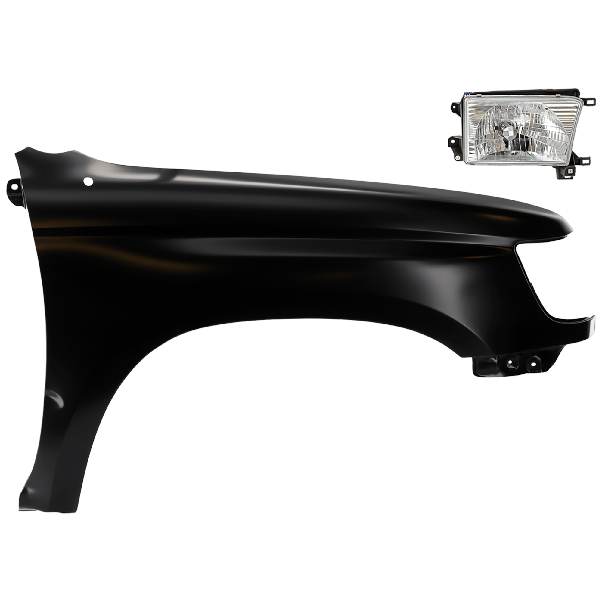 AM 4RUNNER 99-02 HEAD LAMP RH 2 pc Kit Assembly Halogen with Fender SKU KIT 081526-558 Partslink TO2503128 TO1241165 OEM 8111035320-5380135540
