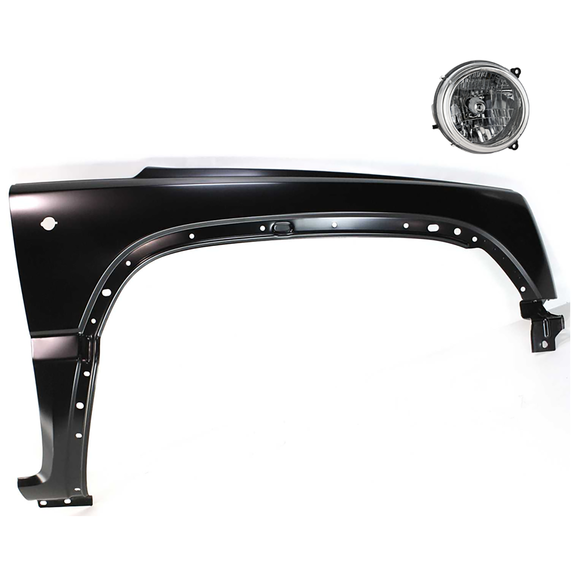 AM LIBERTY 02-03 HEAD LAMP RH 2 pc Kit Assembly Halogen with Fender SKU KIT 081526-560 Partslink CH2503136 CH1241231 OEM 5101820AA 55177100AD