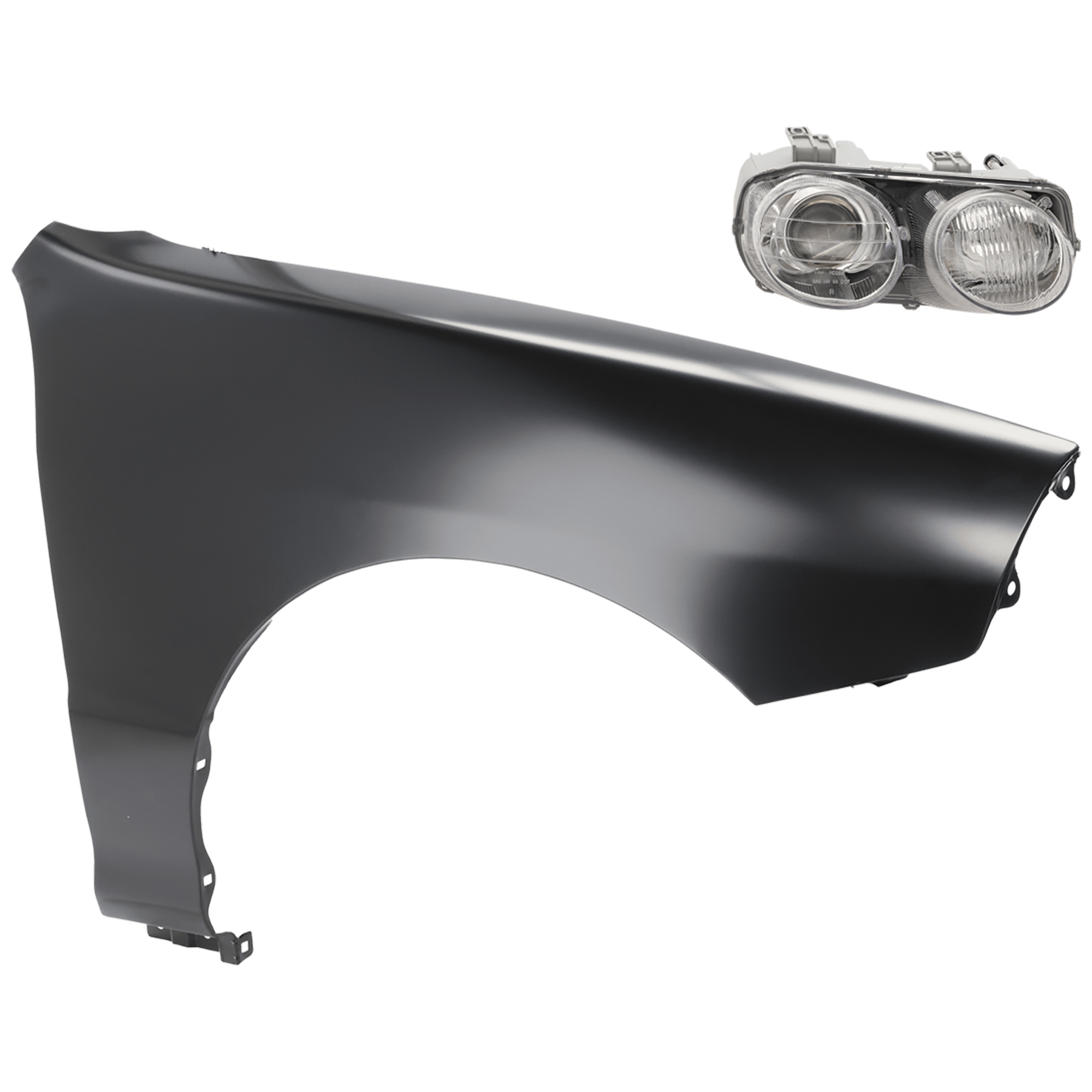 AM INTEGRA 98-01 HEAD LAMP RH 2 pc Kit Lens and Housing Halogen with Fender SKU KIT 081526-563 Partslink AC2503104 AC1241107 OEM 33101ST7A03-60211ST7A91ZZ