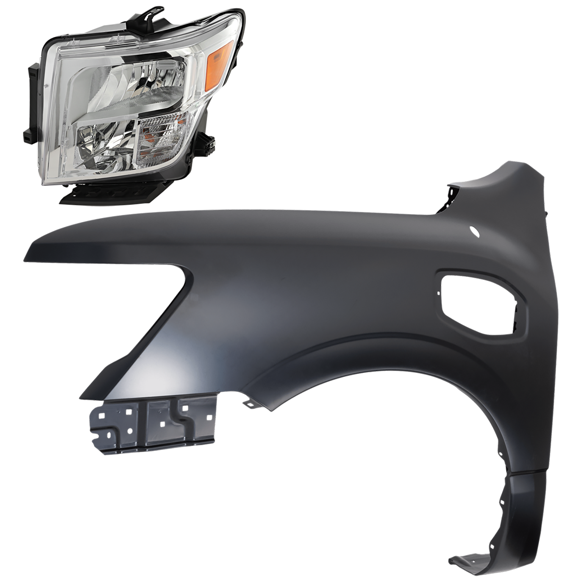 AM TITAN XD 16-19 HEAD LAMP LH 2 pc Kit Assembly Halogen S SV Models with Fender SKU KIT 081526-67 Partslink NI2502250 NI1240225 OEM 26060EZ21A 63101EZ00A