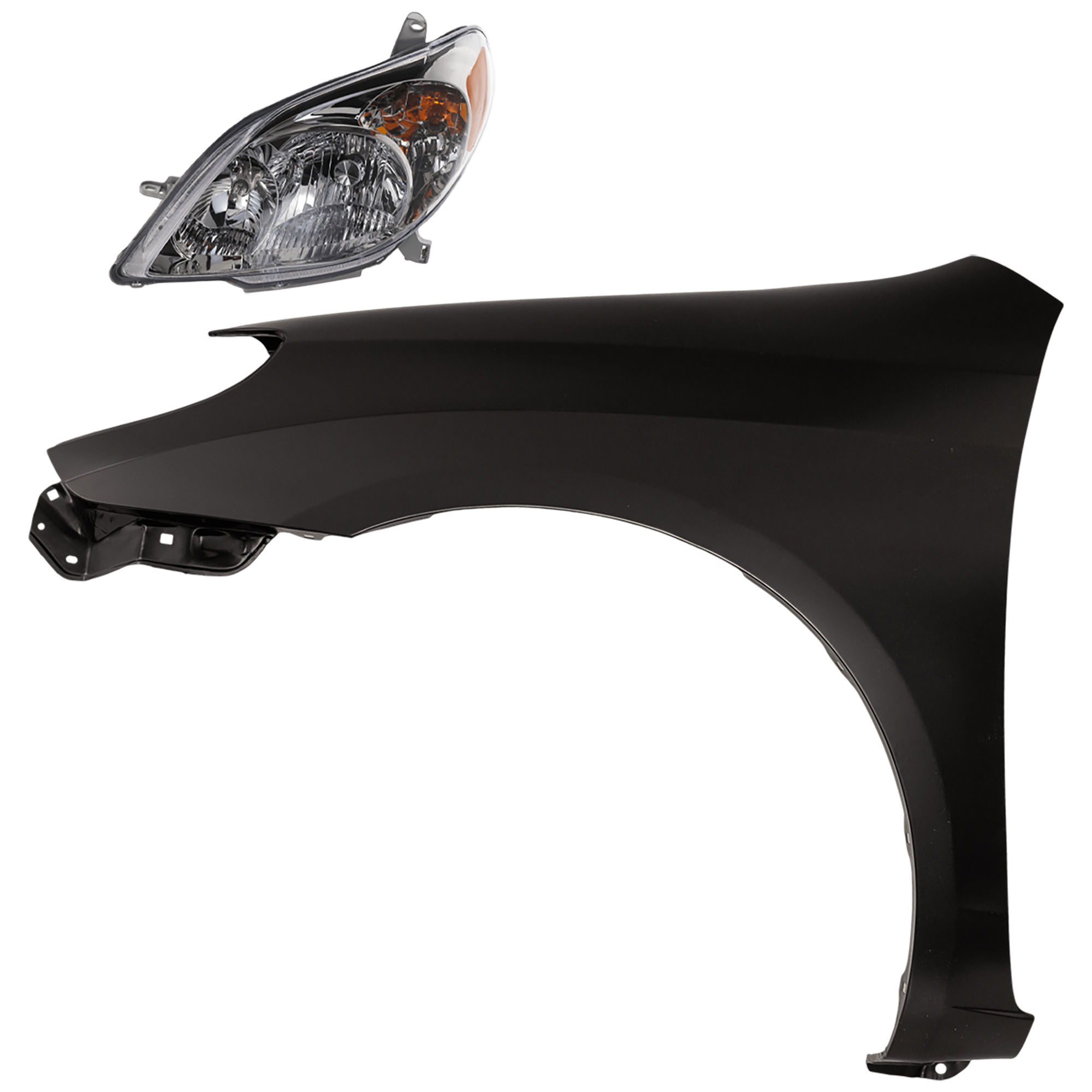 AM MATRIX 03-08 HEAD LAMP LH 2 pc Kit Assembly Halogen Base Model with Fender SKU KIT 081526-82 Partslink TO2502140 TO1240191 OEM 8115002220-5380202080
