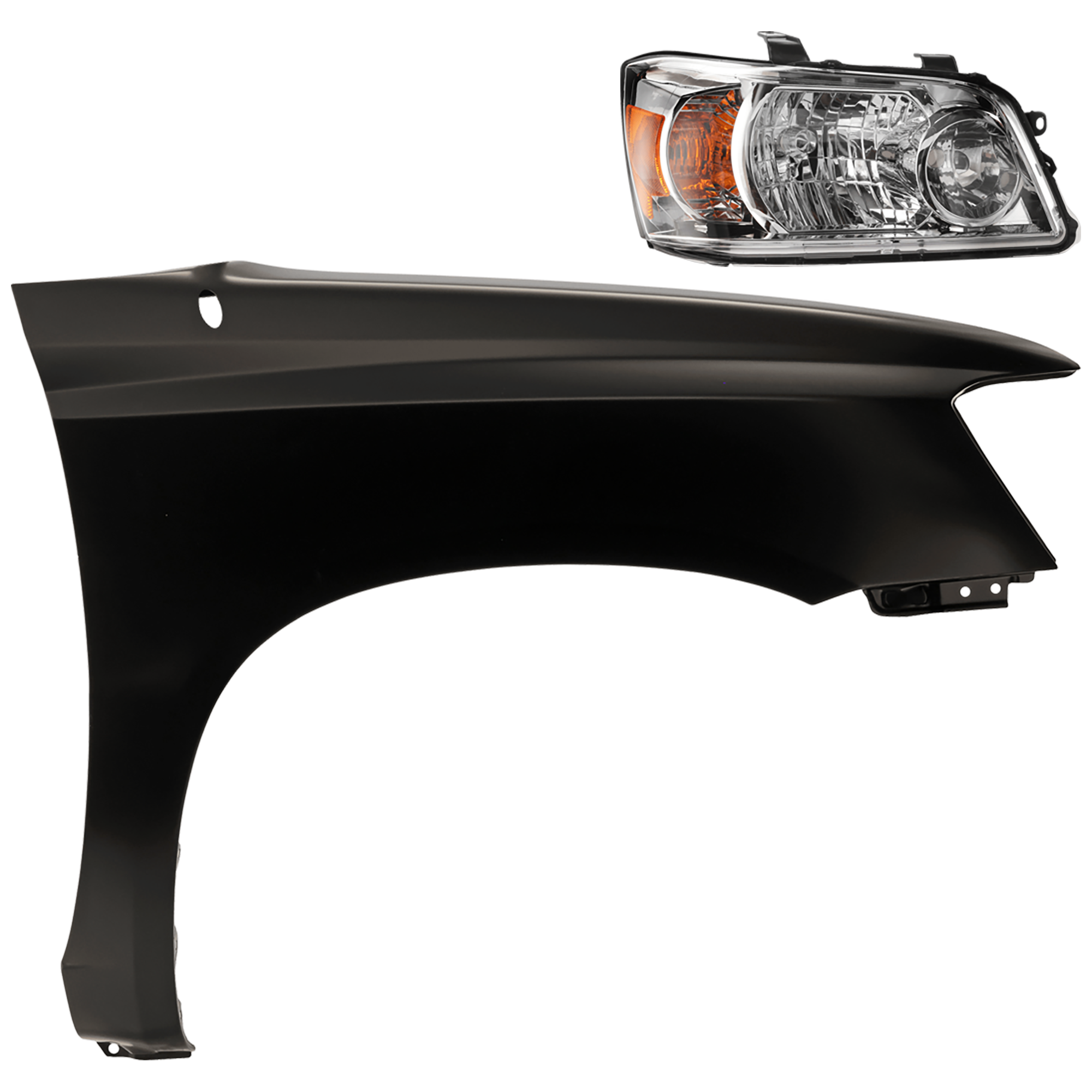 AM HIGHLANDER 07-07 HEAD LAMP RH 2 pc Kit Lens and Housing Halogen with Fender SKU KIT 081526-86 Partslink TO2519111 TO1241187 OEM 8113048550-5380148070