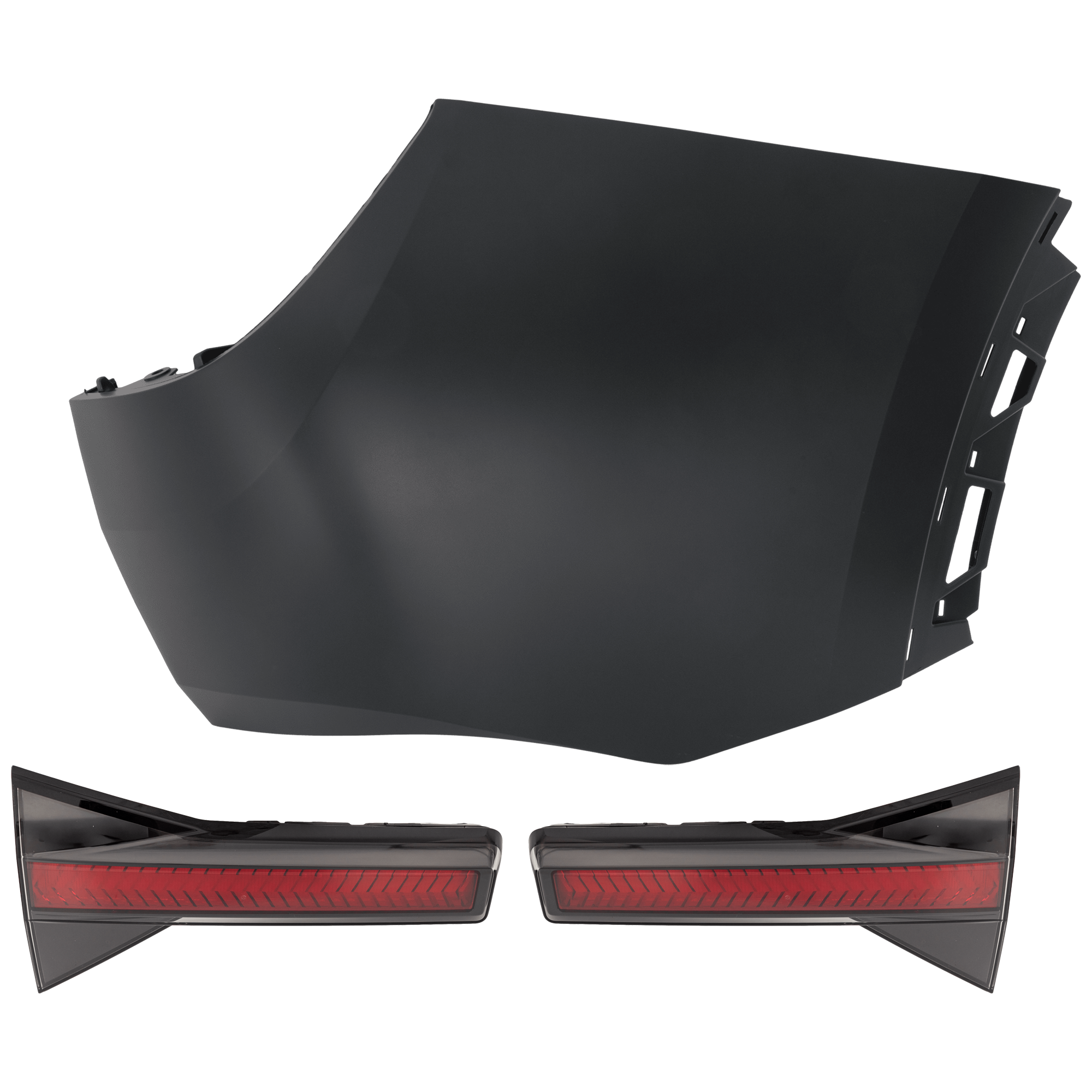 AM SANTA CRUZ 22-24 REAR BUMPER COVER RH 3 pc Kit Primed with Tail Light SKU KIT 081526 GB05 Partslink HY1117101 HY2803157 HY2802157 OEM 86657K5000-92404K5000-92403K50
