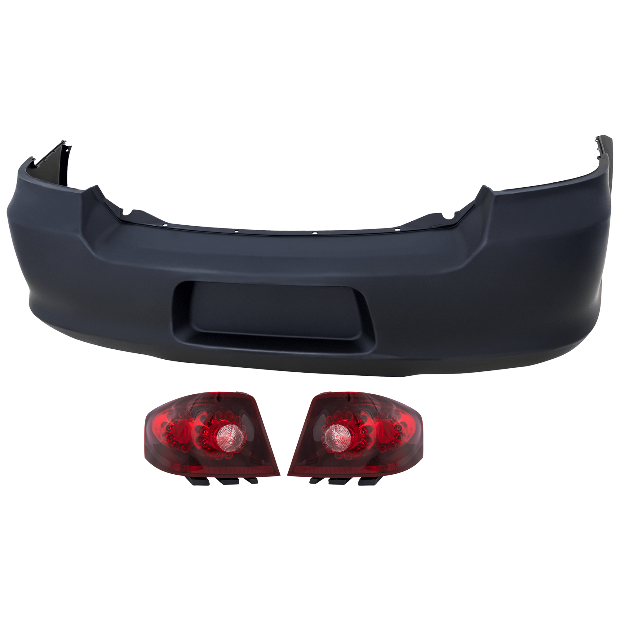 AM AVENGER 11-14 REAR BUMPER COVER 3 pc Kit Primed w License Plate Provision w o Tow Hook Hole and Parking Aid Sensor Holes with Tail Light CAPA SKU KIT 081526 GB143 OEM 68081863AD 68081863AC 5182522A