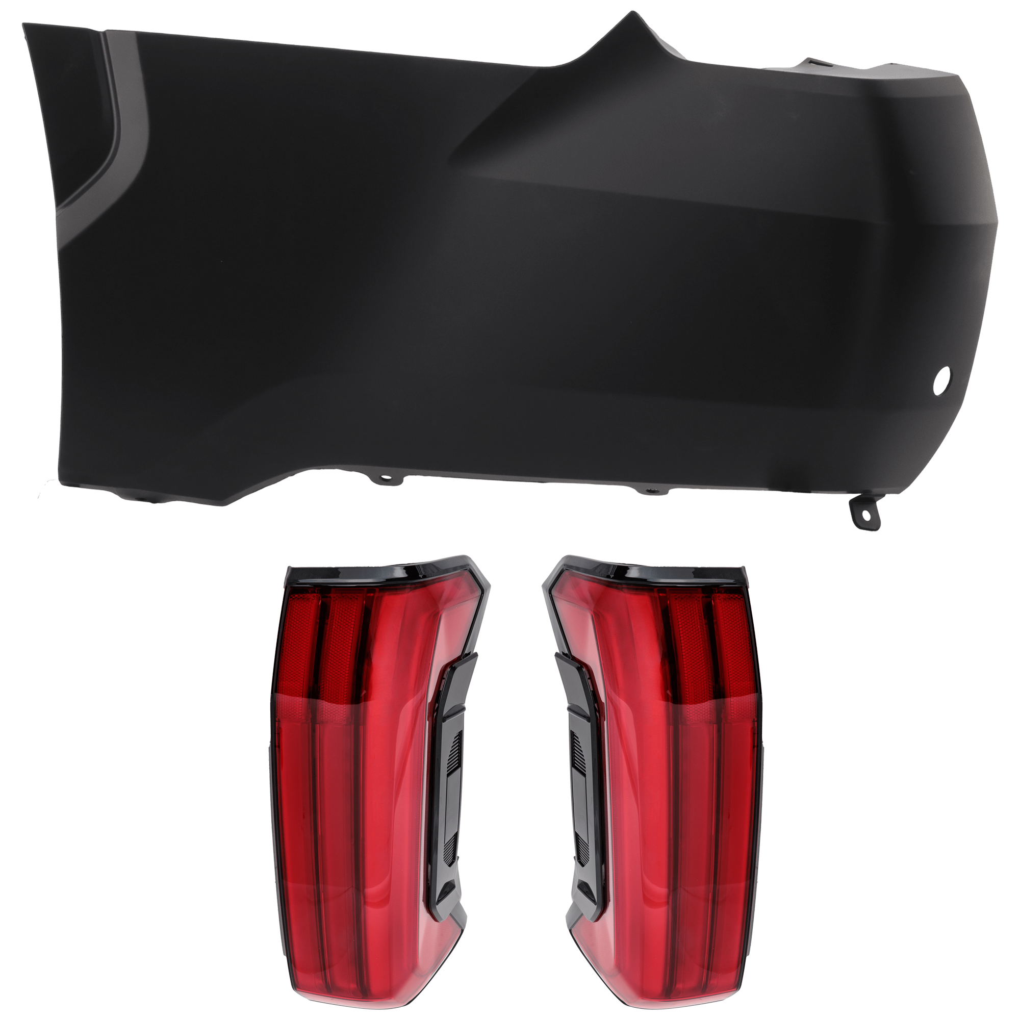AM TUNDRA 22-25 REAR BUMPER COVER LH Outer 3 pc Kit Primed with Tail Light SKU KIT 081526 GB166 Partslink TO1116115 TO2801209 TO2800209 OEM 521620C901-815500C130-815600C1